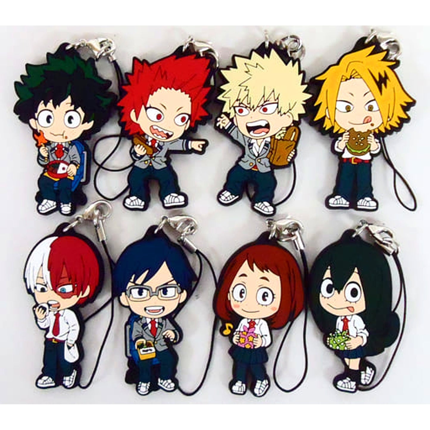 Izuku Midoriya & Others My Hero Academia All 8 Types Set Ichiban Kuji Vacation Time! Charging! Rubber Strap Kyunchara Illustrations Prize I [USED]