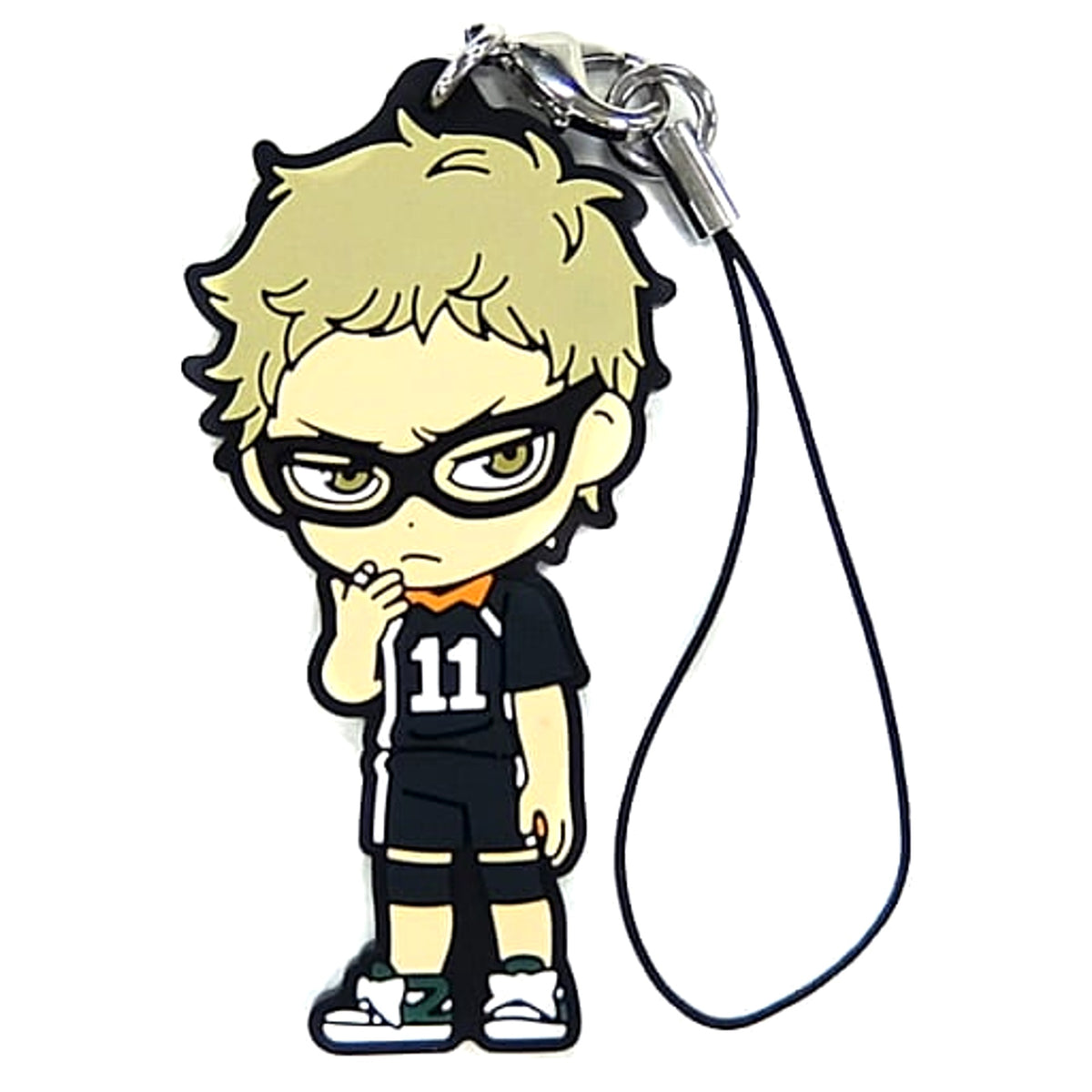Haikyu!! Season 3 Kei Tsukishima Ichiban Kuji Karasuno vs Shiratorizawa Rubber Strap Kyunchara Illustrations Prize H Keychains [USED]