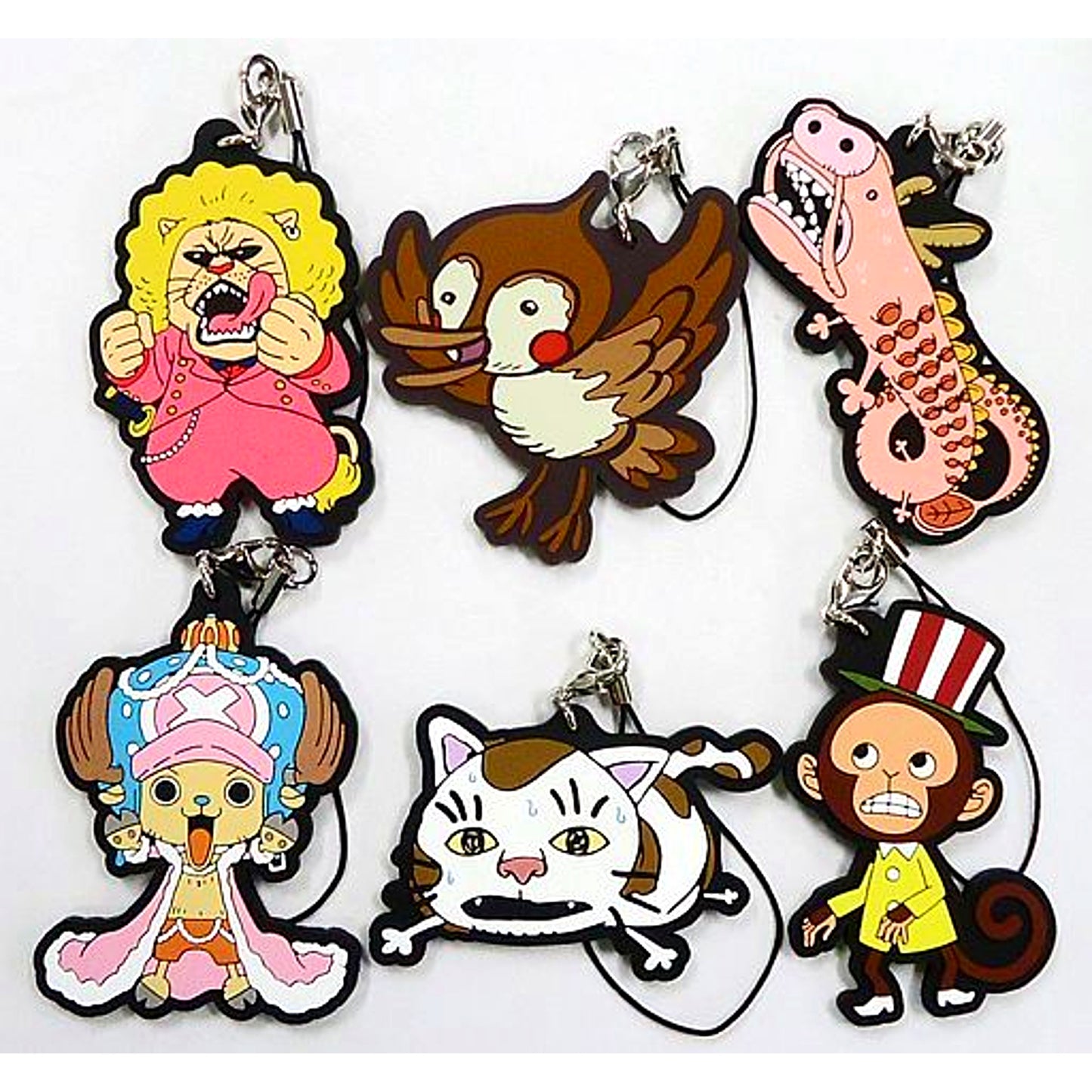 Set of 6 Animal Rubber Strap Ichiban Kuji ONE PIECE - Garchu!! Zou Prize G [USED]