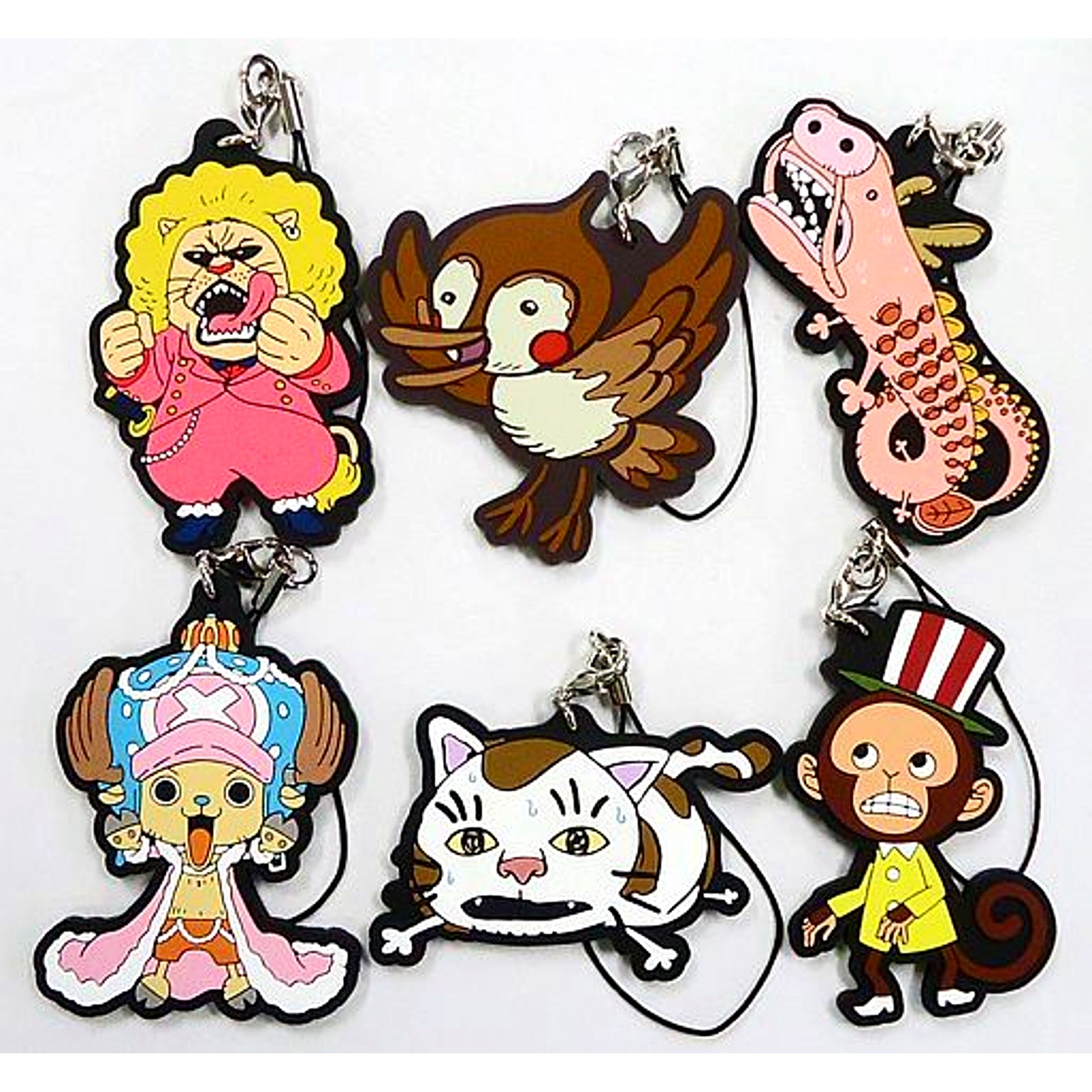 Set of 6 Animal Rubber Strap Ichiban Kuji ONE PIECE - Garchu!! Zou Prize G [USED]