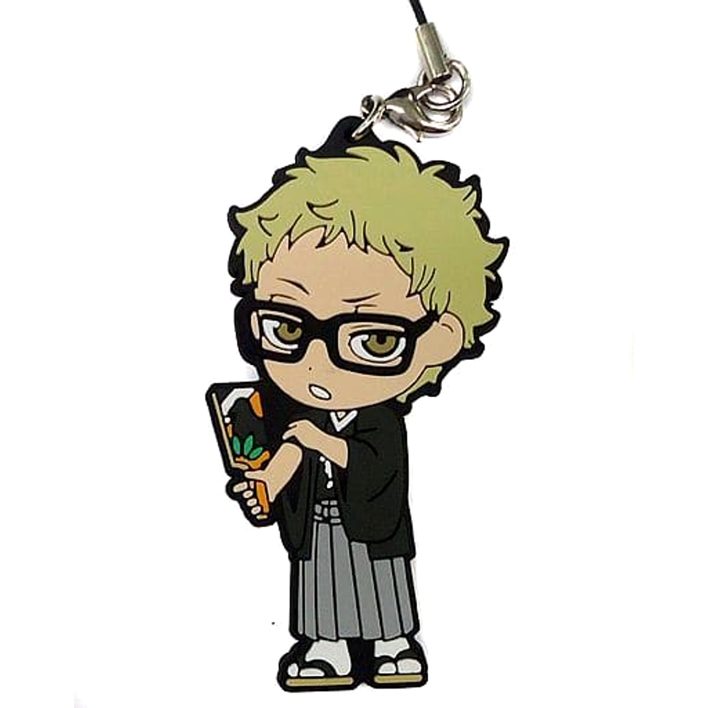Haikyu!! Kei Tsukishima Ichiban Kuji Haikyu Shinen!! Ore ni Fuku Motte Koooi!!! 1st Grade Rubber Strap Kyunchara Illustrations Prize G Keychains [USED]