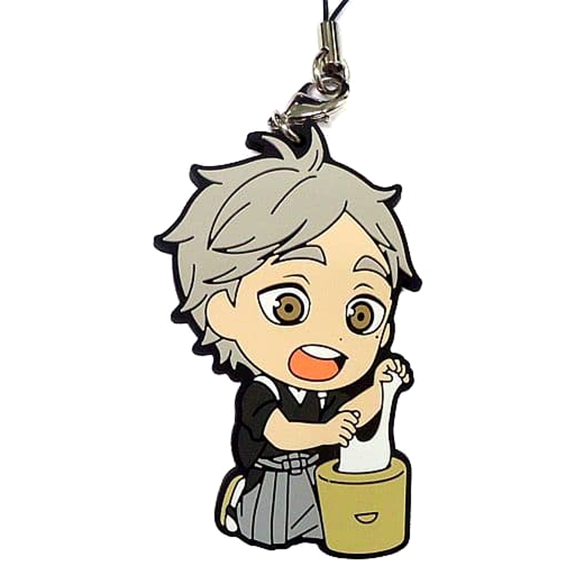 Haikyu!! Koushi Sugawara Ichiban Kuji Haikyu Shinen!! Ore ni Fuku Motte Koooi!!! 3rd Grade Rubber Strap Kyunchara Illustrations Prize I Keychains [USED]