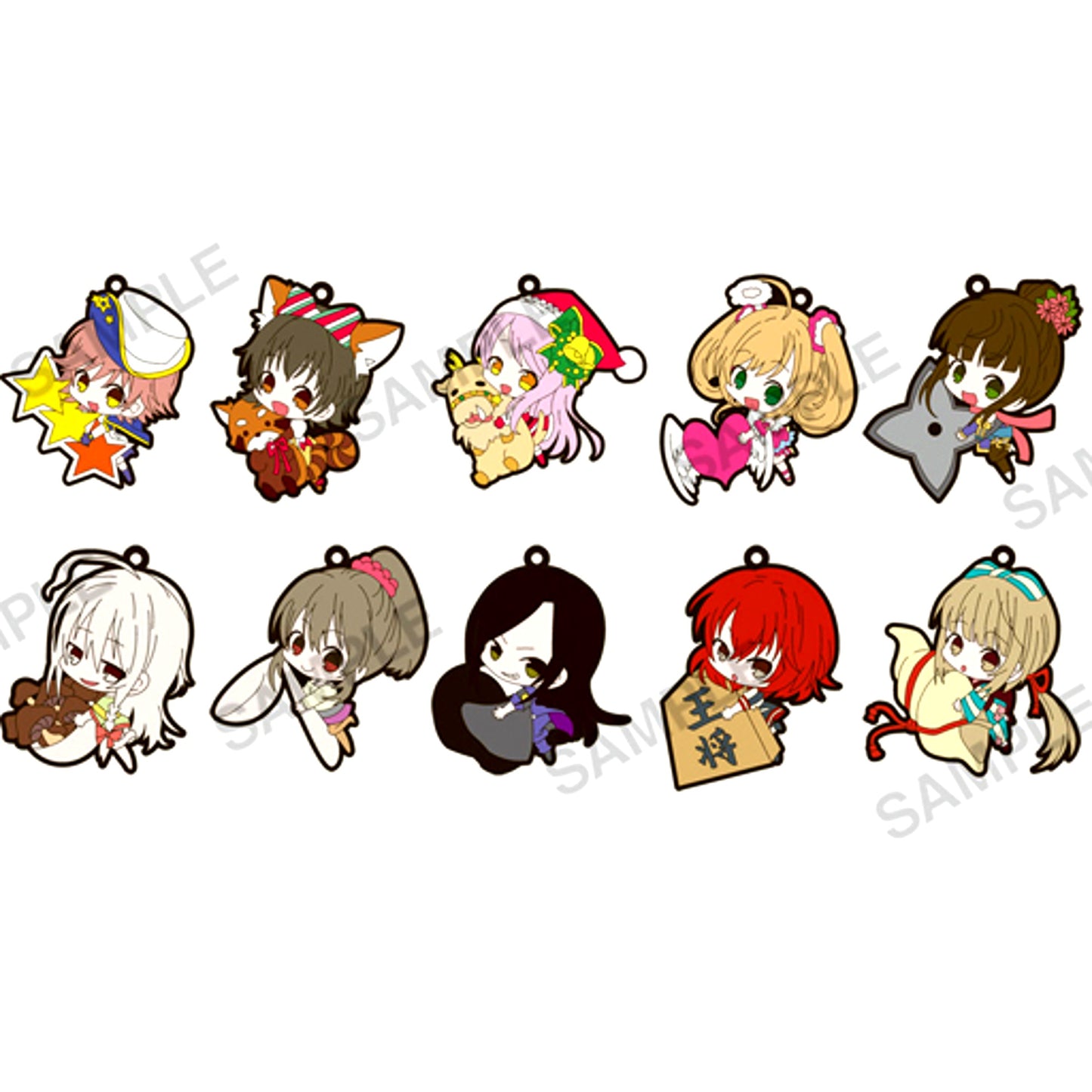 Set of 10 The Idolm@ster Cinderella Girls Pita Colle Rubber Strap Ver. Passion [USED]