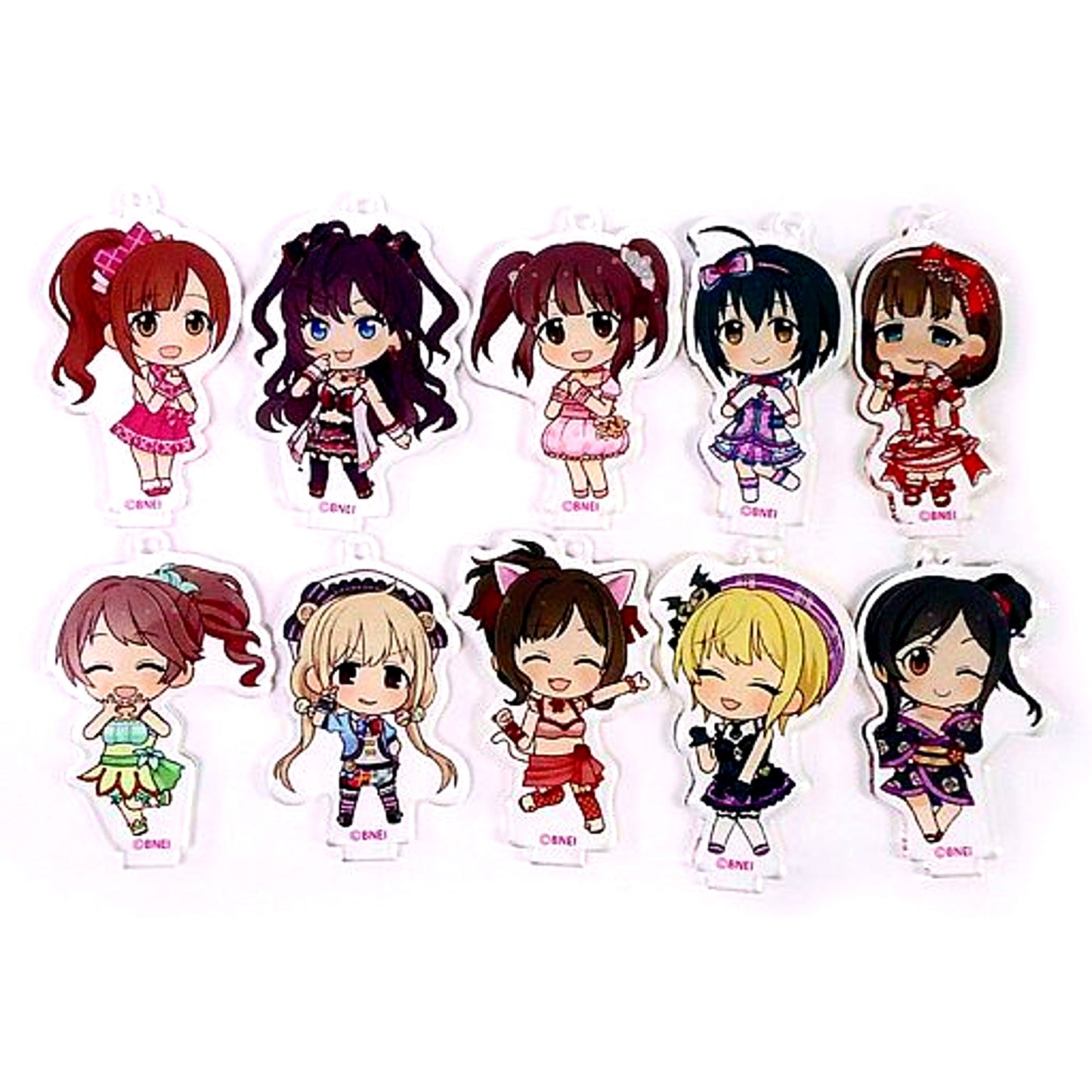 Set of 10 The Idolmaster Cinderella Girls Stand Key Cute ver. Acrylic Keychain [USED]