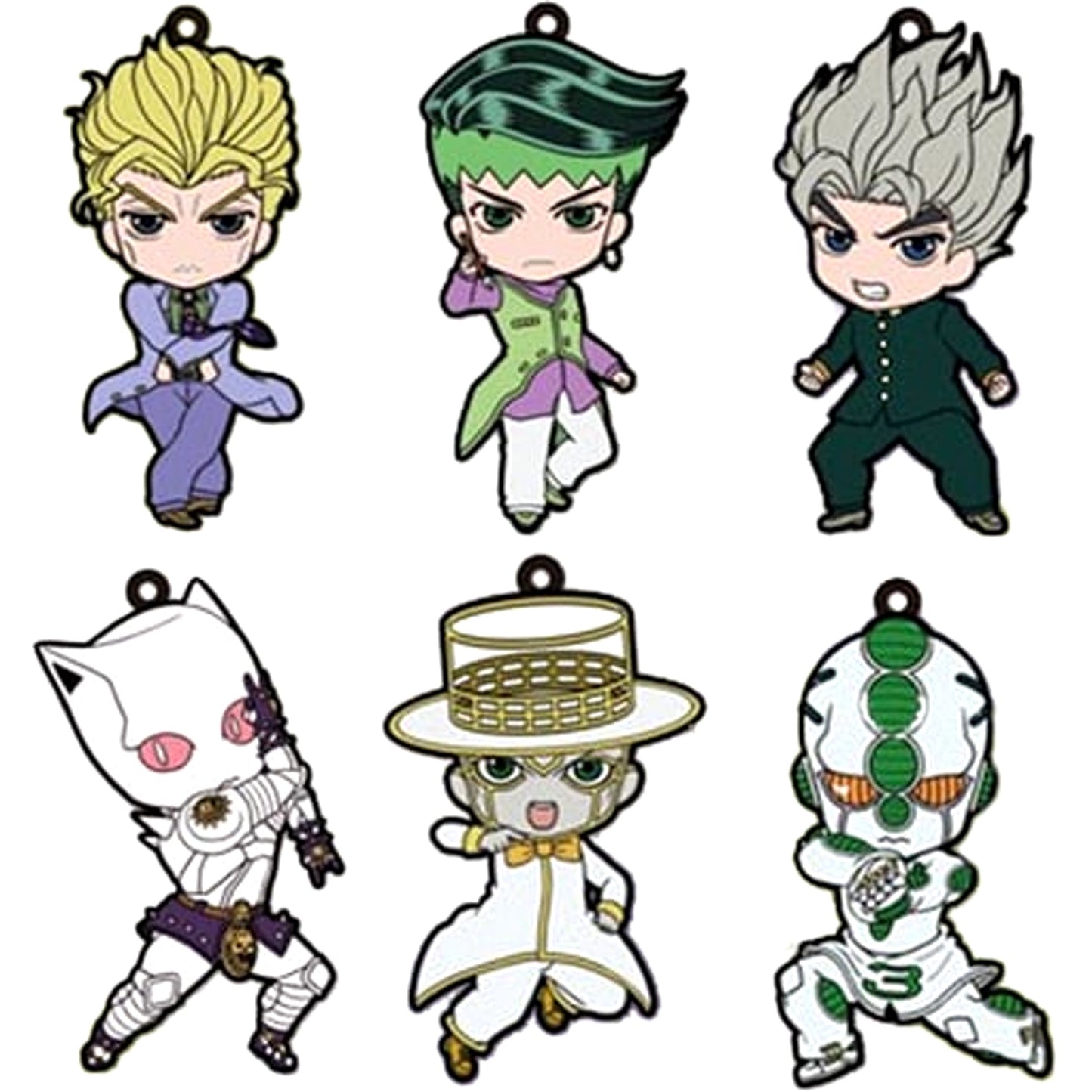 JoJo's Bizarre Adventure Part 4: Diamond is Unbreakable Yoshikage Kira & Others Rubber Strap Collection Vol.2 All 6 Types Set Keychains [USED]