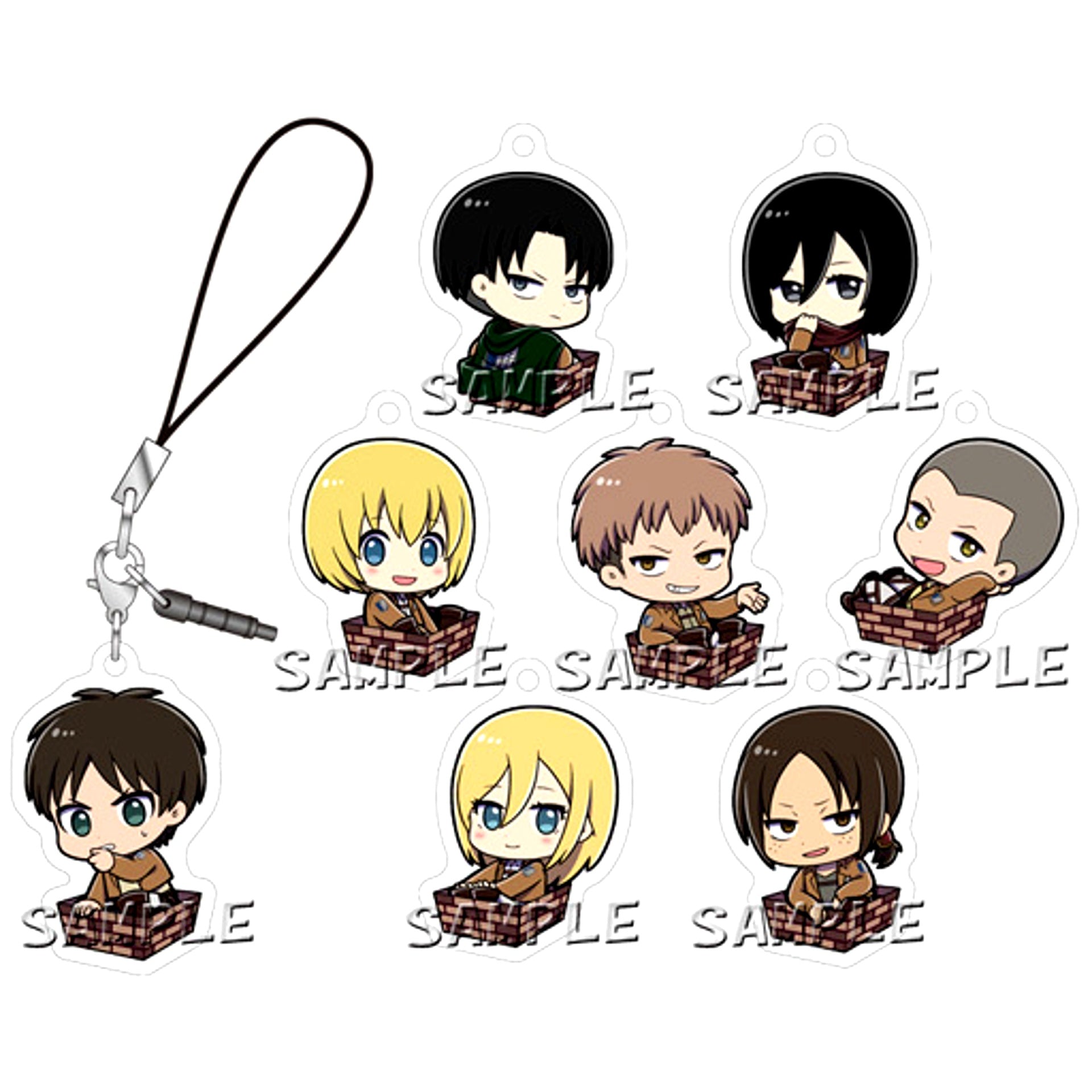 Set of 8 Attack on Titan Season 2 3way Charm Accessory Version A [USED]
