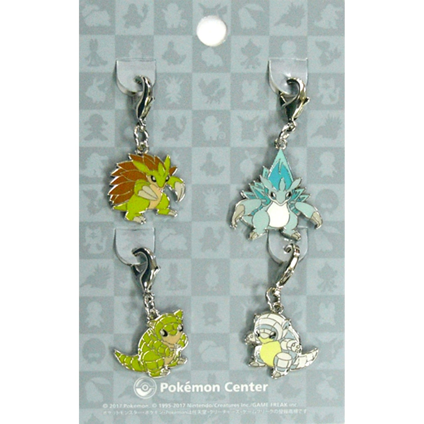 Set of 4 Sandshrew & Alolan Sandshrew & Sandslash & Alolan Sandslash Pokemon National Pokedex Metal Charm Pokemon Center Limited [USED]