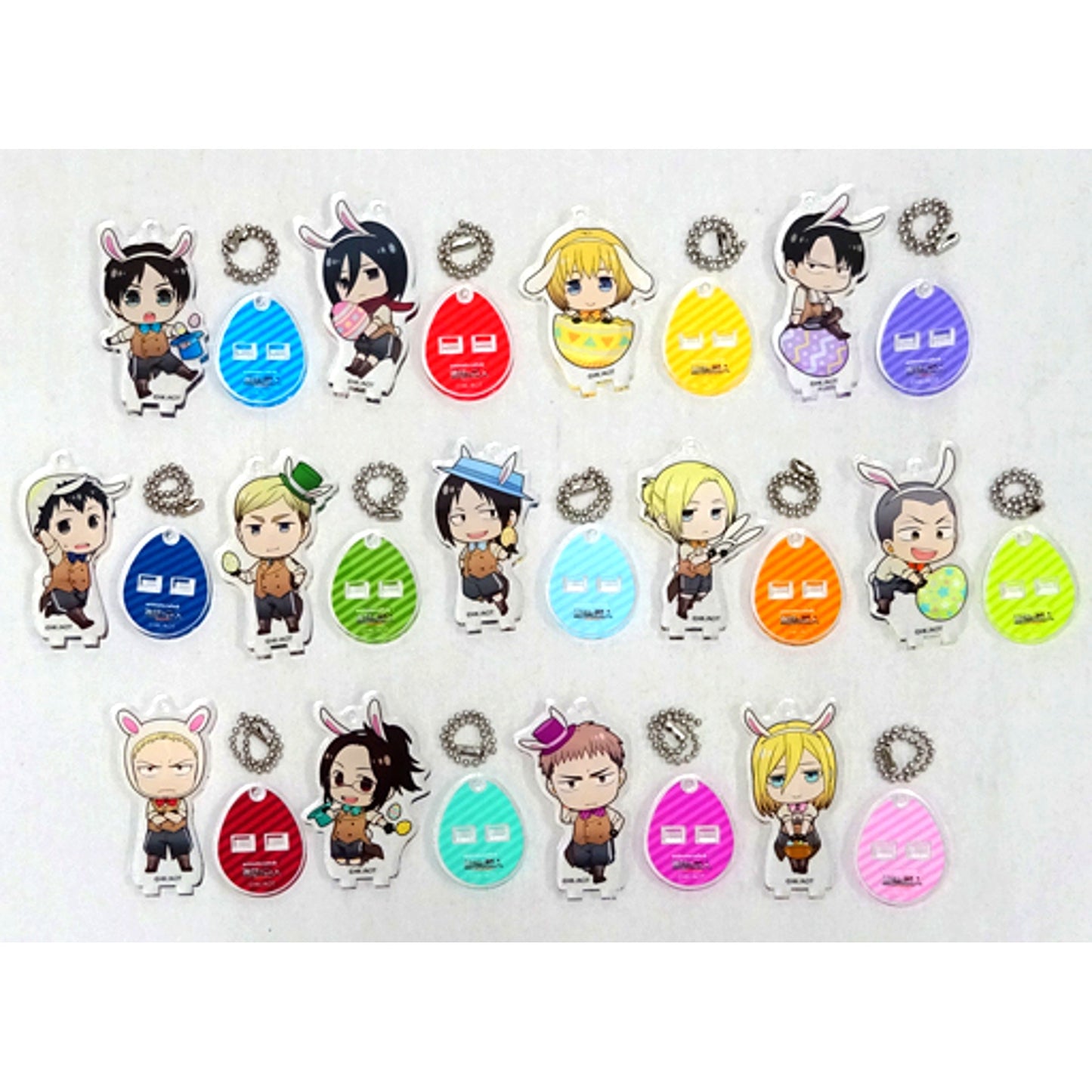 Set of 13 Attack on Titan Season 2 x animatecafe Easter Ver. Trading Acrylic Stand Keychain [USED]