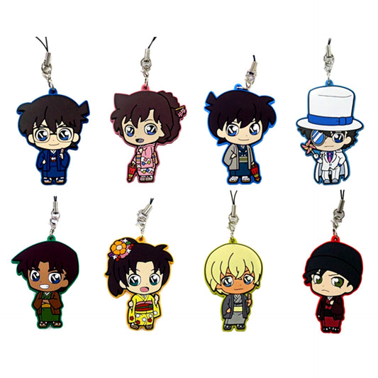 Set of 8 5th Prize Detective Conan Wa Collection Kimono Rubber Strap Sega Lucky Kuji [USED]
