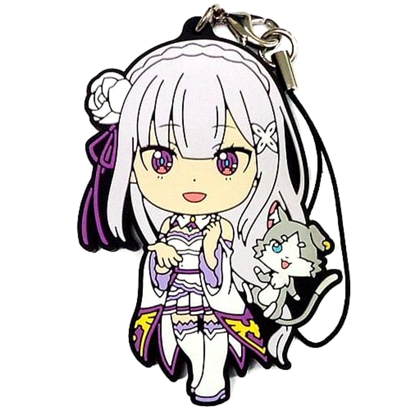 Re:ZERO -Starting Life in Another World- Emilia Ichiban Kuji Rubber Charm Kyun Chara Illustrations Prize E Keychains [USED]