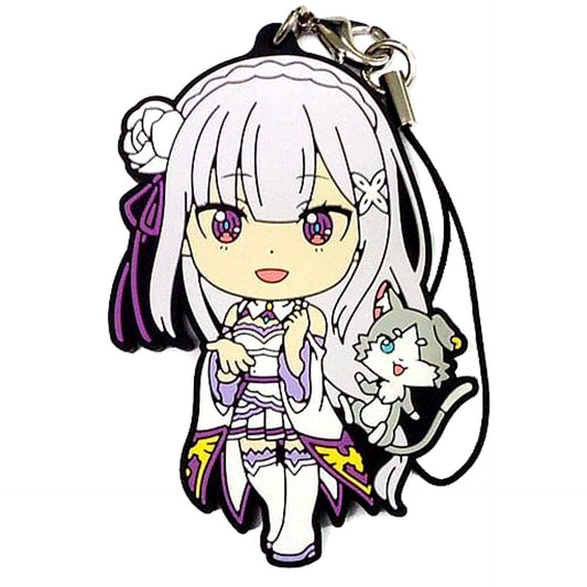 Re:ZERO -Starting Life in Another World- Emilia Ichiban Kuji Rubber Charm Kyun Chara Illustrations Prize E Keychains [USED]