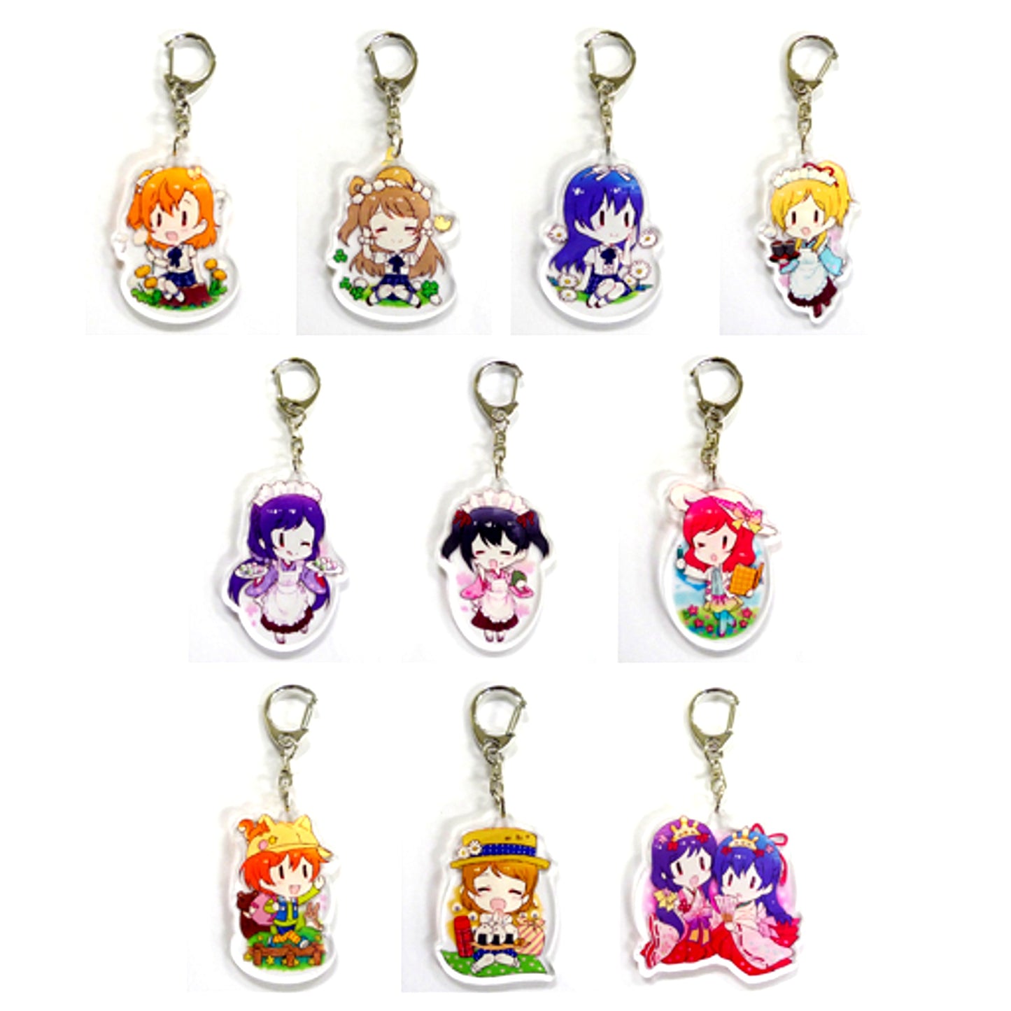 Set of 10 Love Live! School idol diary Trading Acrylic Keychain 2 [USED]