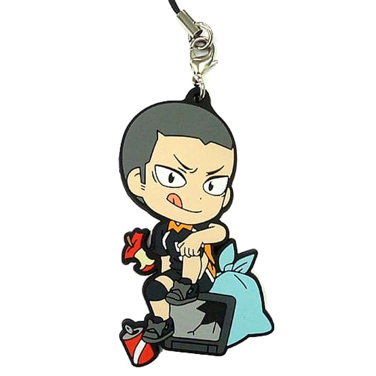 Haikyu!! Tanaka Ryunosuke Ichiban Kuji Connect!! Trajectory to the Nation!! 2nd Grade Rubber Strap Kyunchara Illustrations Prize R Keychains [USED]