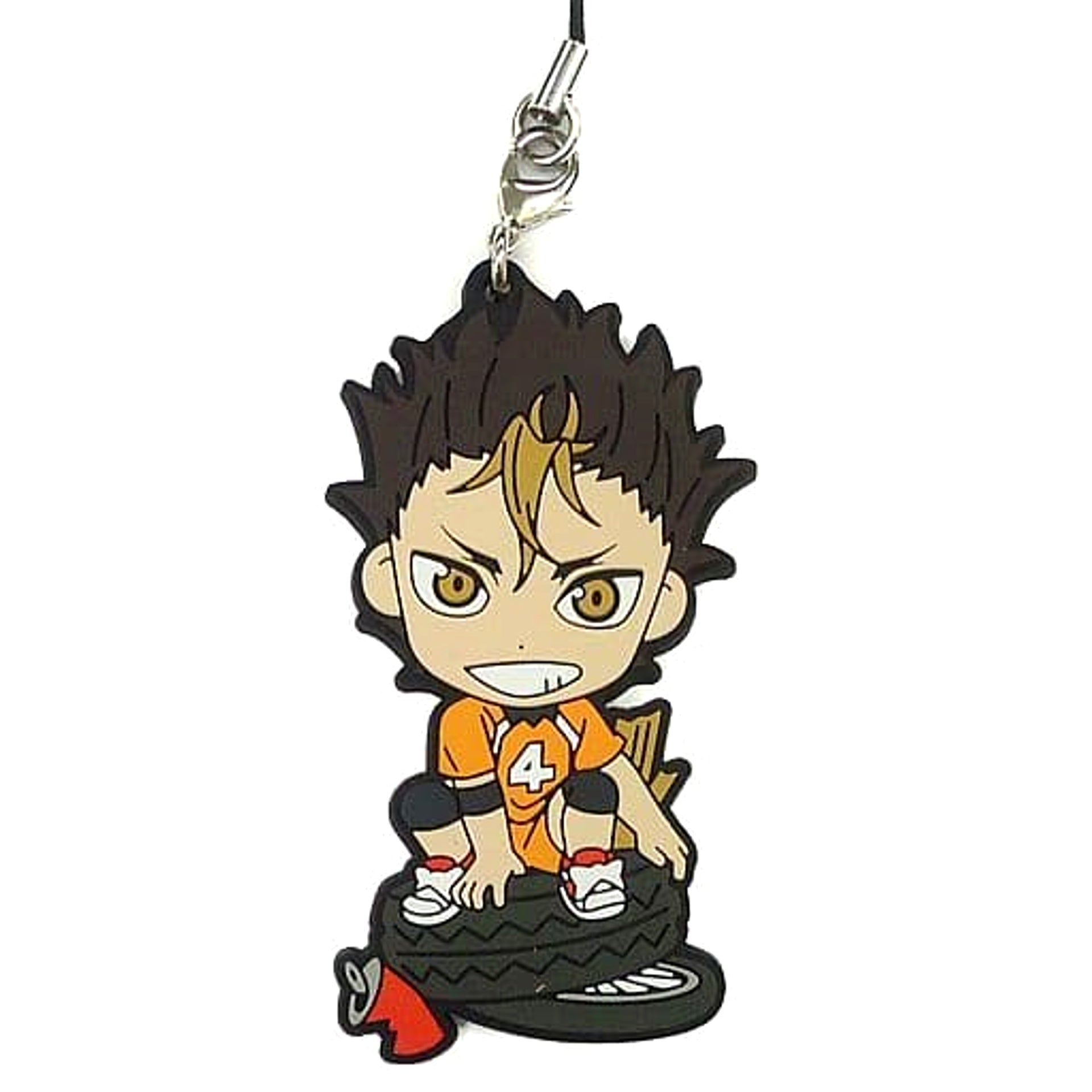 Haikyu!! Yu Nishinoya Ichiban Kuji Connect!! Trajectory to the Nation!! 2nd Grade Rubber Strap Kyunchara Illustrations Prize R Keychains [USED]