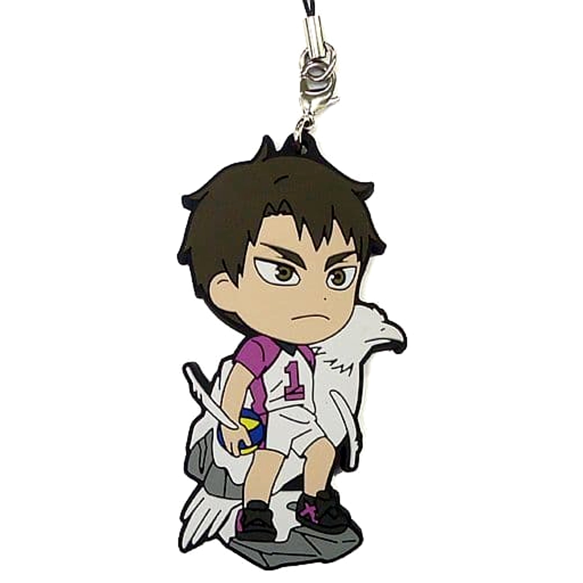Haikyu!! Wakatoshi Ushijima Ichiban Kuji Connect!! Trajectory to the Nation!! 3rd Year Rubber Strap Kyunchara Illustrations Prize S Keychains [USED]