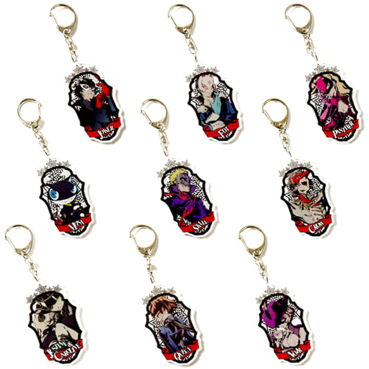 Persona 5 Protagonist & Others All 9 Types Set Trading Emblem Acrylic Keychain Keychains [USED]