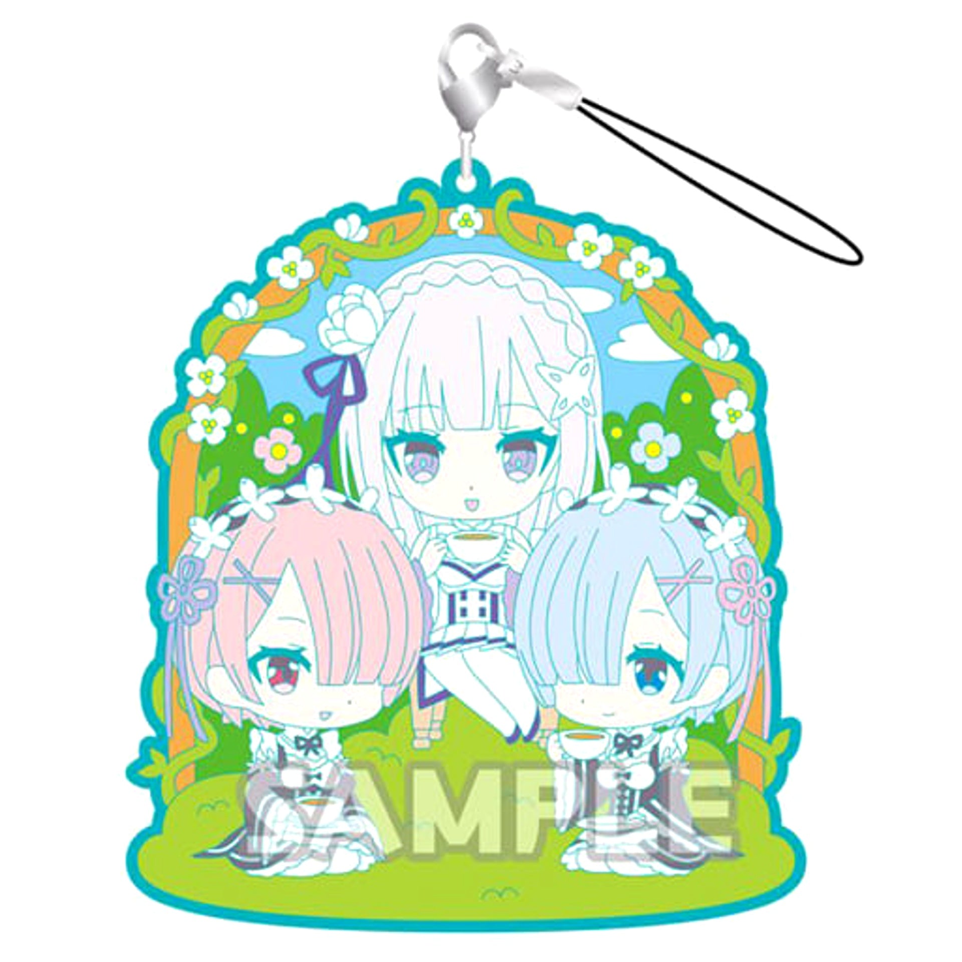 Re:ZERO -Starting Life in Another World- Rem & Others Tea Time Ver. Rubber Strap Rich Keychains [USED]