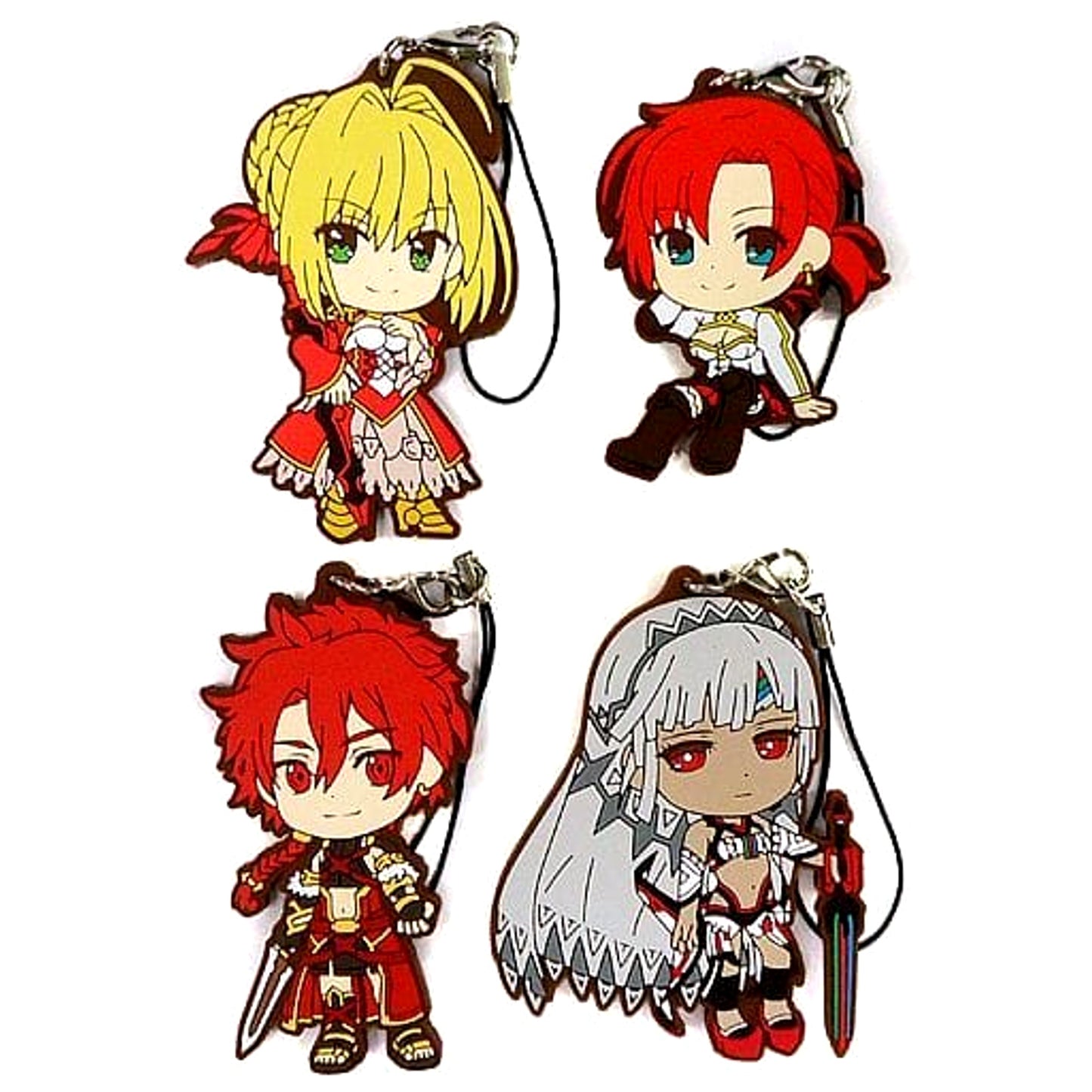 Fate/Grand Order Saber / Nero Claudius & Others Second Singularity All 4 Types Set Ichiban Kuji Kyunchara Order Rubber Charm Kyunchara Illustrations Prize G Keychains [USED]