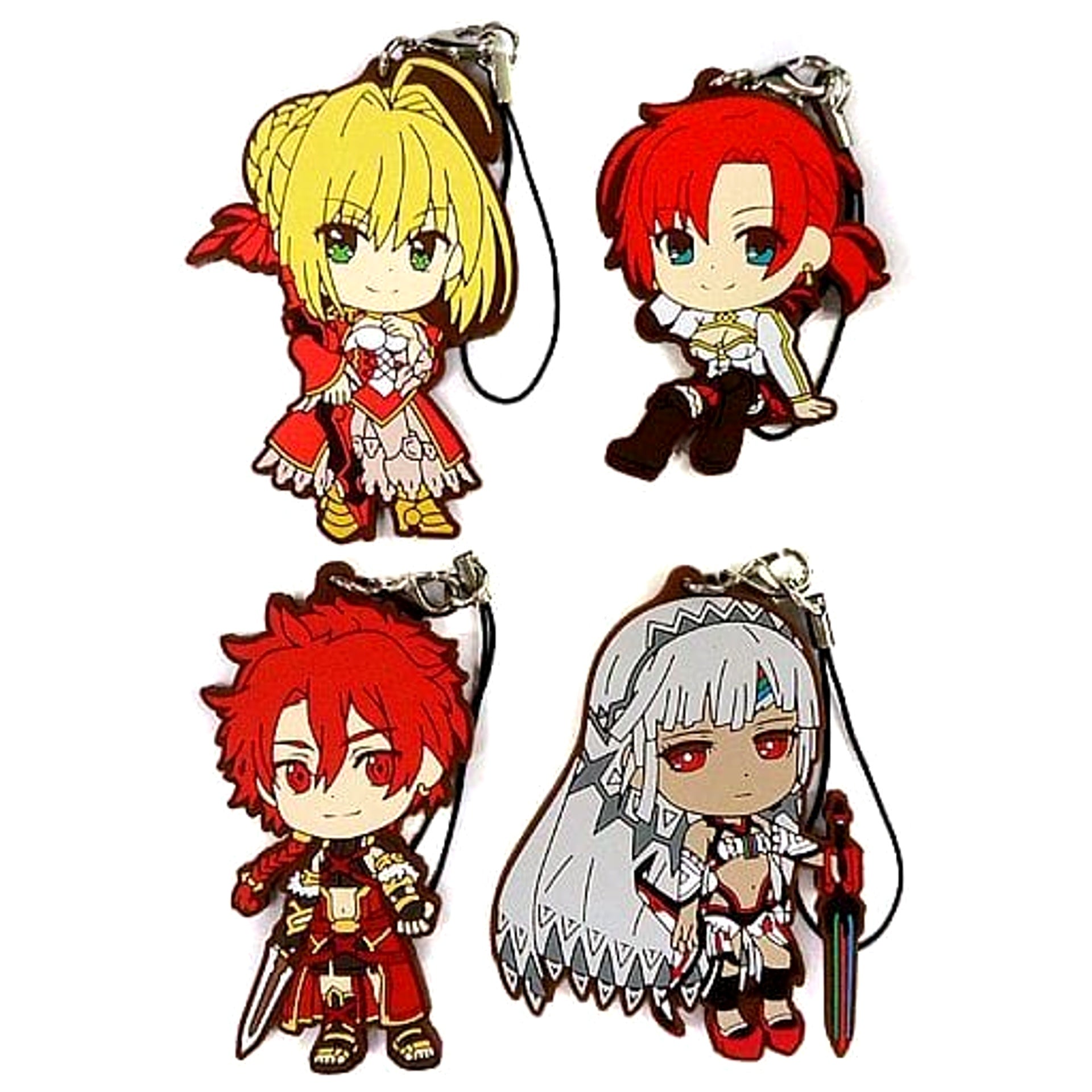 Fate/Grand Order Saber / Nero Claudius & Others Second Singularity All 4 Types Set Ichiban Kuji Kyunchara Order Rubber Charm Kyunchara Illustrations Prize G Keychains [USED]