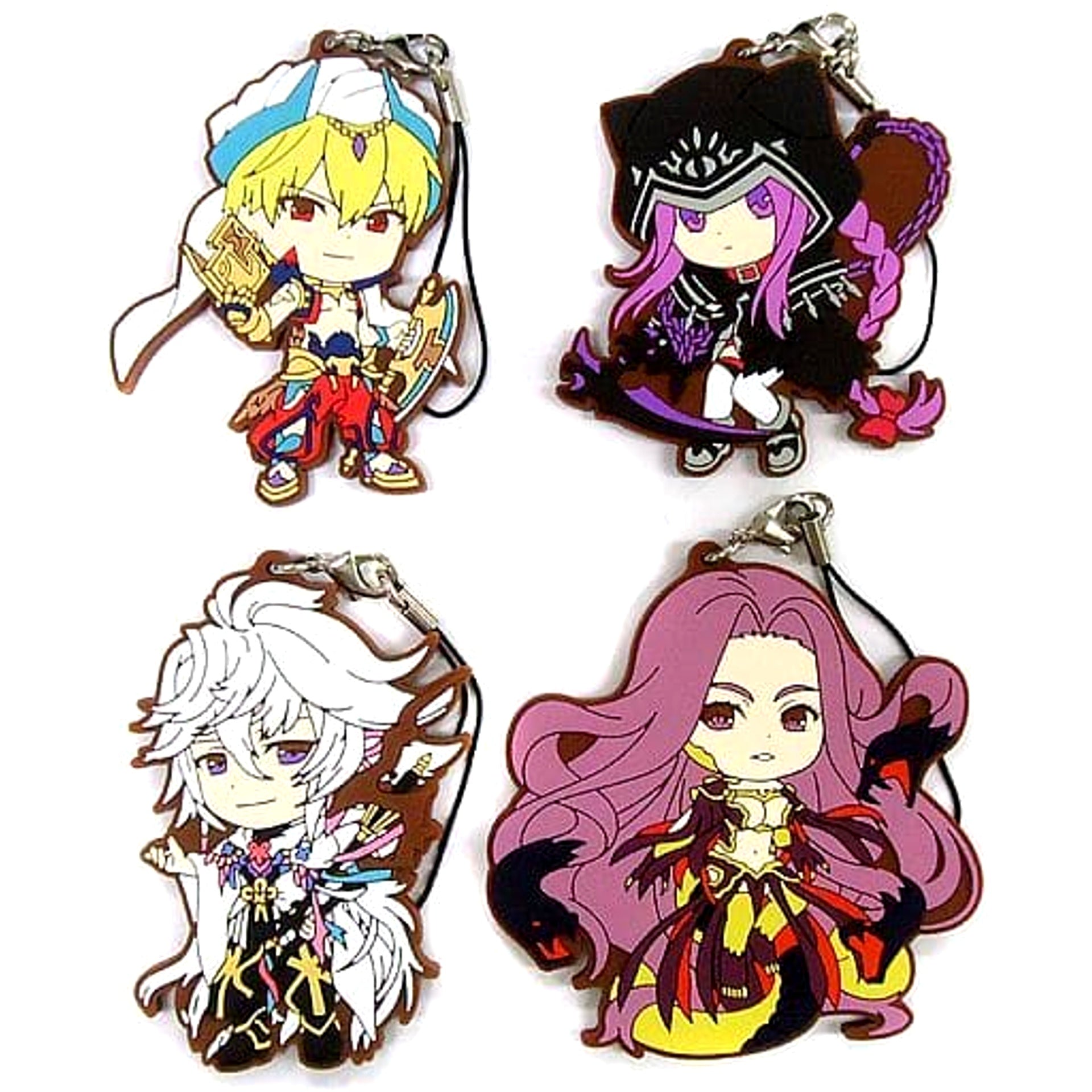 Fate/Grand Order Caster/Gilgamesh & Others 7th Singularity All 4 Types Set Ichiban Kuji Kyunchara Order Rubber Charm Kyunchara Illustrations Prize L Keychains [USED]
