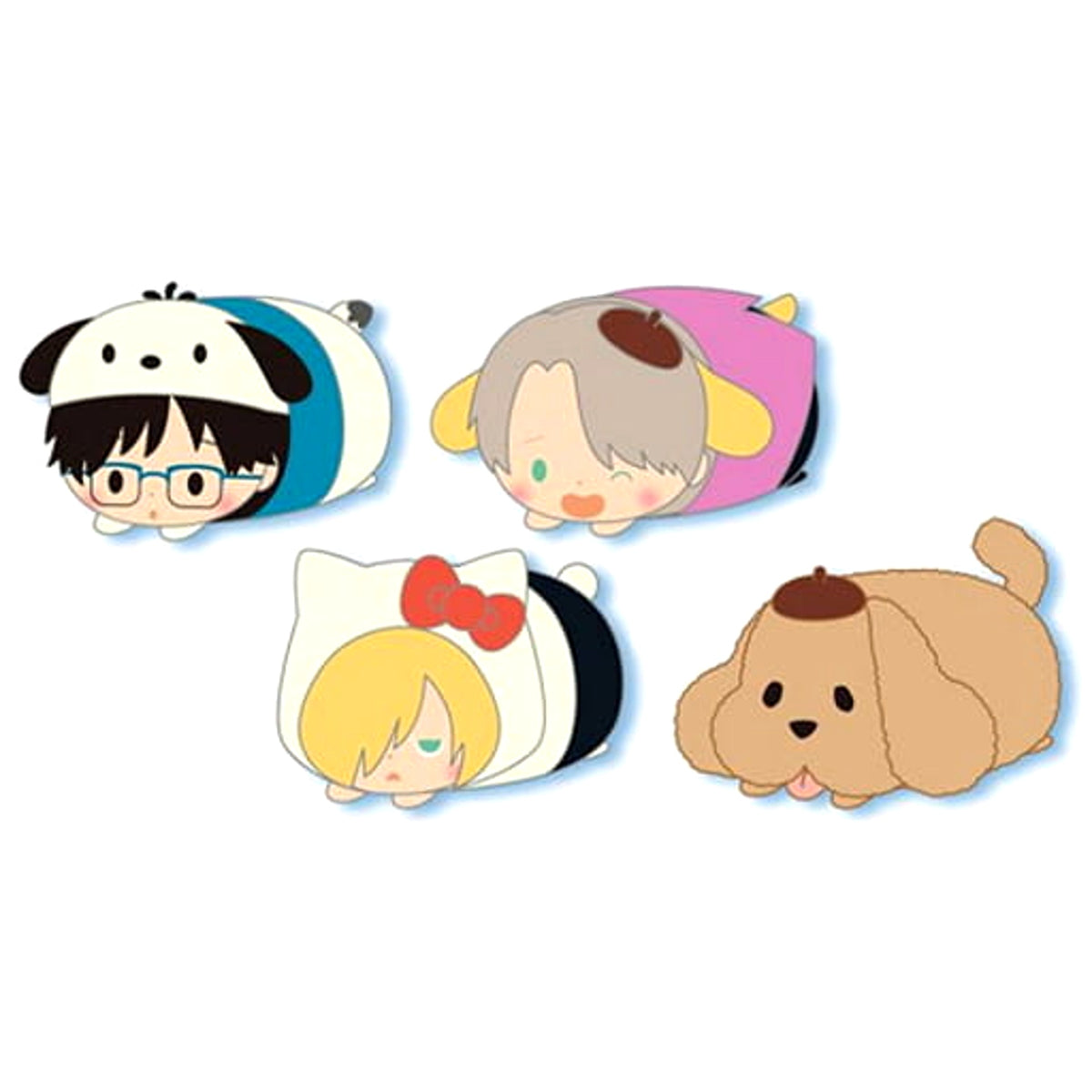 Yuri!!! on Ice X Sanrio Characters Yuri & Others Mochikororin All 4 Types Set Mascot [USED]