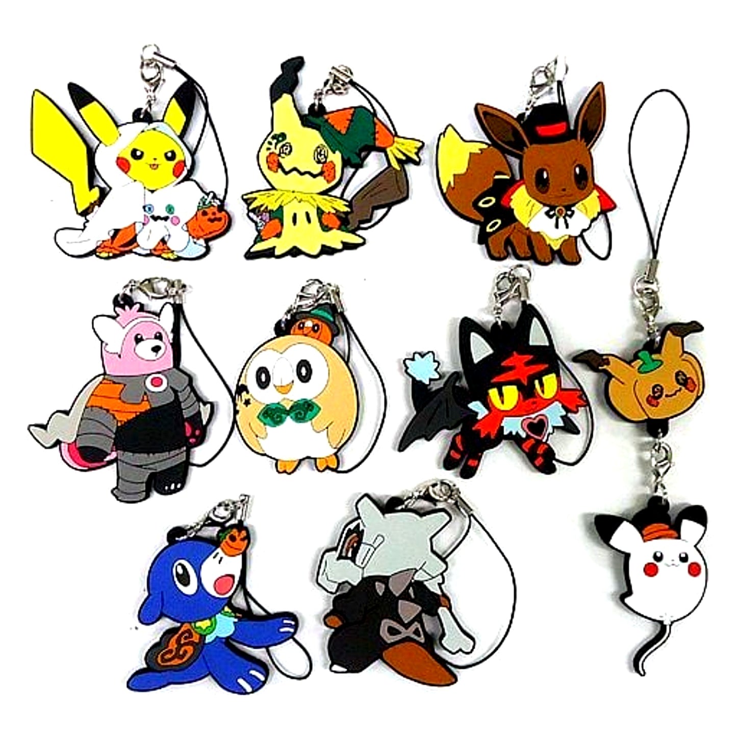 Set of 9 Pokemon Halloween Time Rubber Strap Collection Pokemon Center Limited [USED]