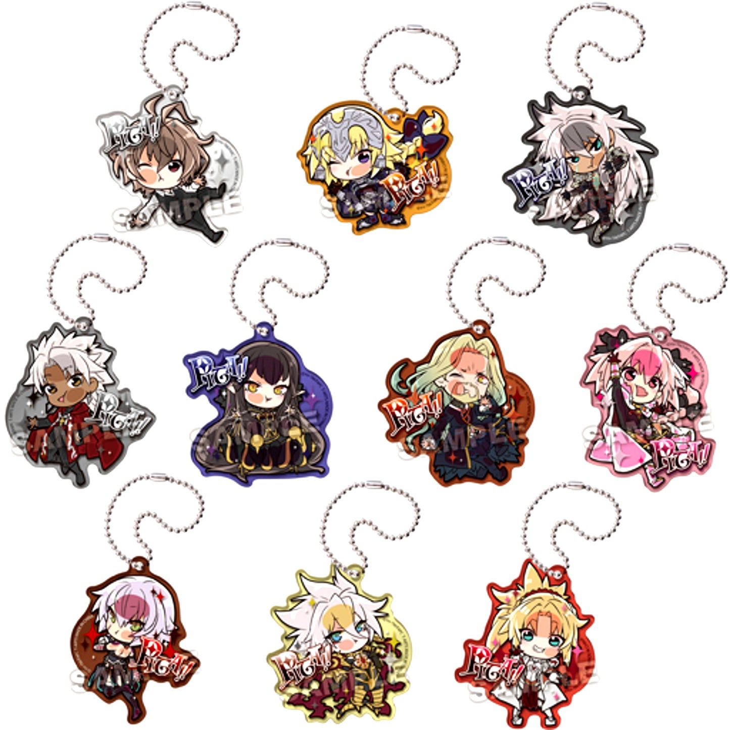 Set of 10 Pita! Defome Fate/Apocrypha Acrylic Keychain [USED]
