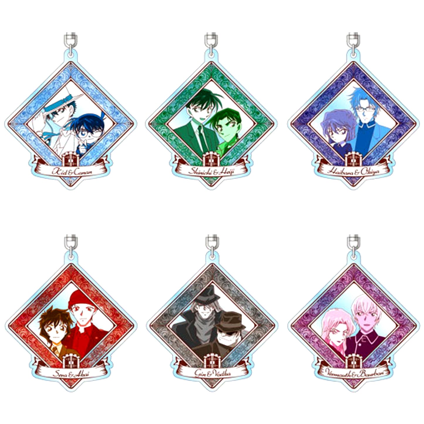 Set of 6 Detective Conan Trading Emblem Acrylic Keychain vol.2 [USED]