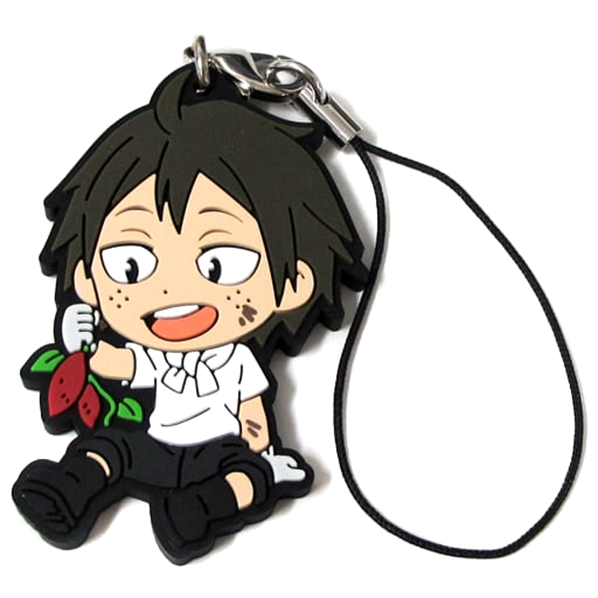 Haikyu!! Tadashi Yamaguchi Ichiban Kuji Eat Rice, Eat Meat, And Eat Vegetables!! 1st Grade Rubber Strap Kyunchara Illustrations Prize M Keychains [USED]