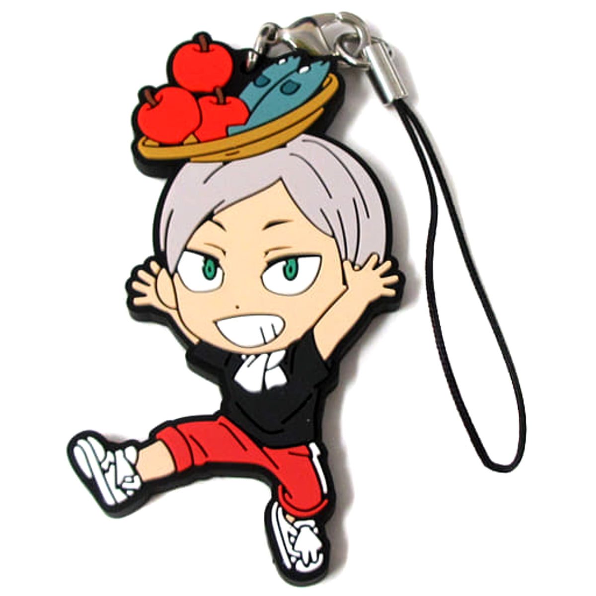 Haikyu!! Lev Haiba Ichiban Kuji Eat Rice, Eat Meat, And Eat Vegetables!! 1st Grade Rubber Strap Kyunchara Illustrations Prize M Keychains [USED]