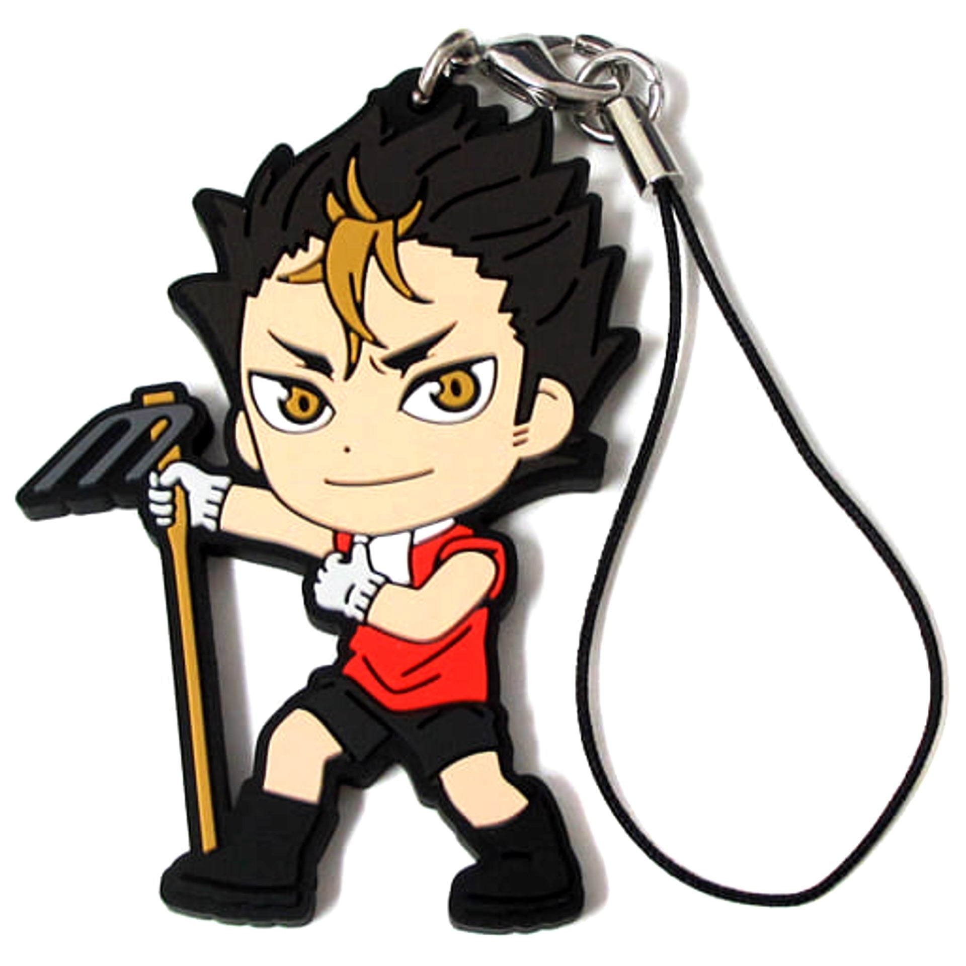 Haikyu!! Yu Nishinoya Ichiban Kuji Eat Rice, Eat Meat, And Eat Vegetables!! 2nd Grade Rubber Strap Kyunchara Illustrations Prize N Keychains [USED]