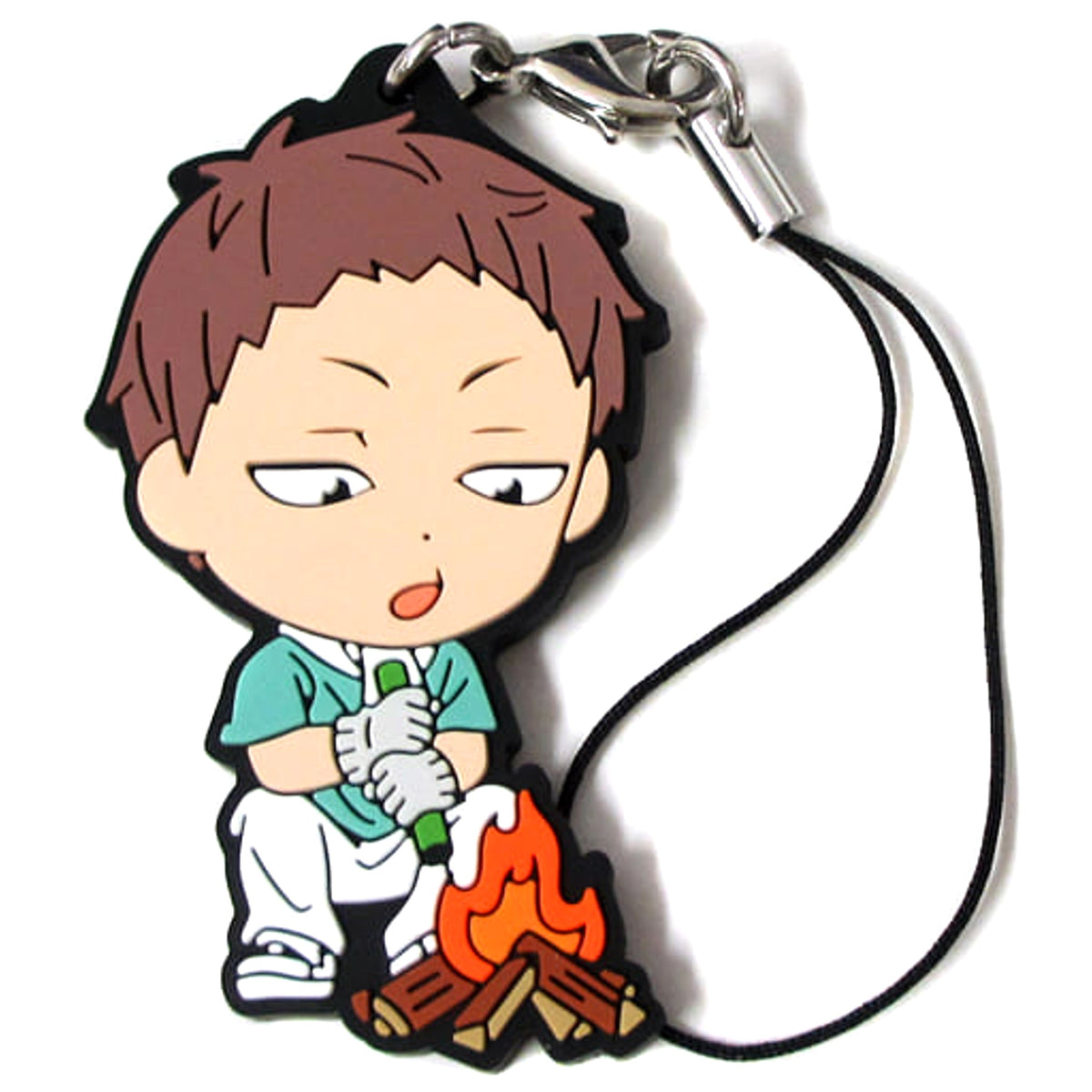 Haikyu!! Takahiro Hanamaki Ichiban Kuji Eat Rice, Eat Meat, And Eat Vegetables!! 3rd Year Rubber Strap Kyunchara Illustrations Prize O Keychains [USED]