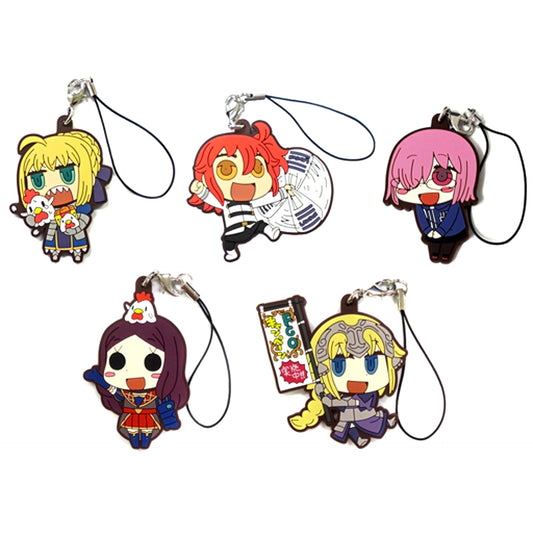 Set of 5 Learning with Manga! Fate/Grand Order x Lawson Rubber Strap [USED]