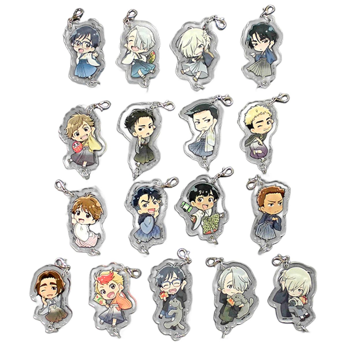 Yuri!!! On Ice x Princess Cafe Yuri Katsuki & Others Tsukamarinko Linked Acrylic Charm New Year Ver. All 17 Types Set Keychains [USED]