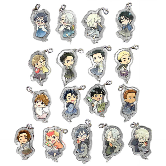 Yuri!!! On Ice x Princess Cafe Yuri Katsuki & Others Tsukamarinko Linked Acrylic Charm New Year Ver. All 17 Types Set Keychains [USED]