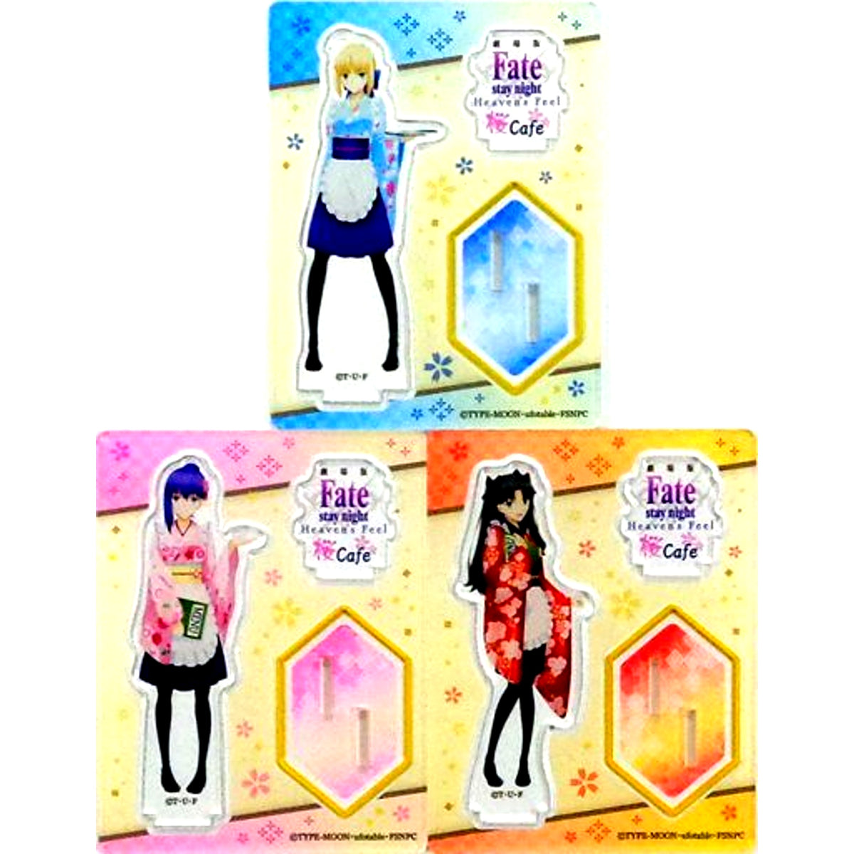 Set of 3 Fate/stay night Heaven's Feel Movie Sakura cafe Acrylic Stand [USED]