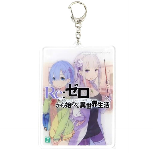 Re:ZERO -Starting Life in Another World- Emilia Rem Acrylic Keychain MF Bunko J Summer School Festival 2017 Exclusive Keychains [USED]