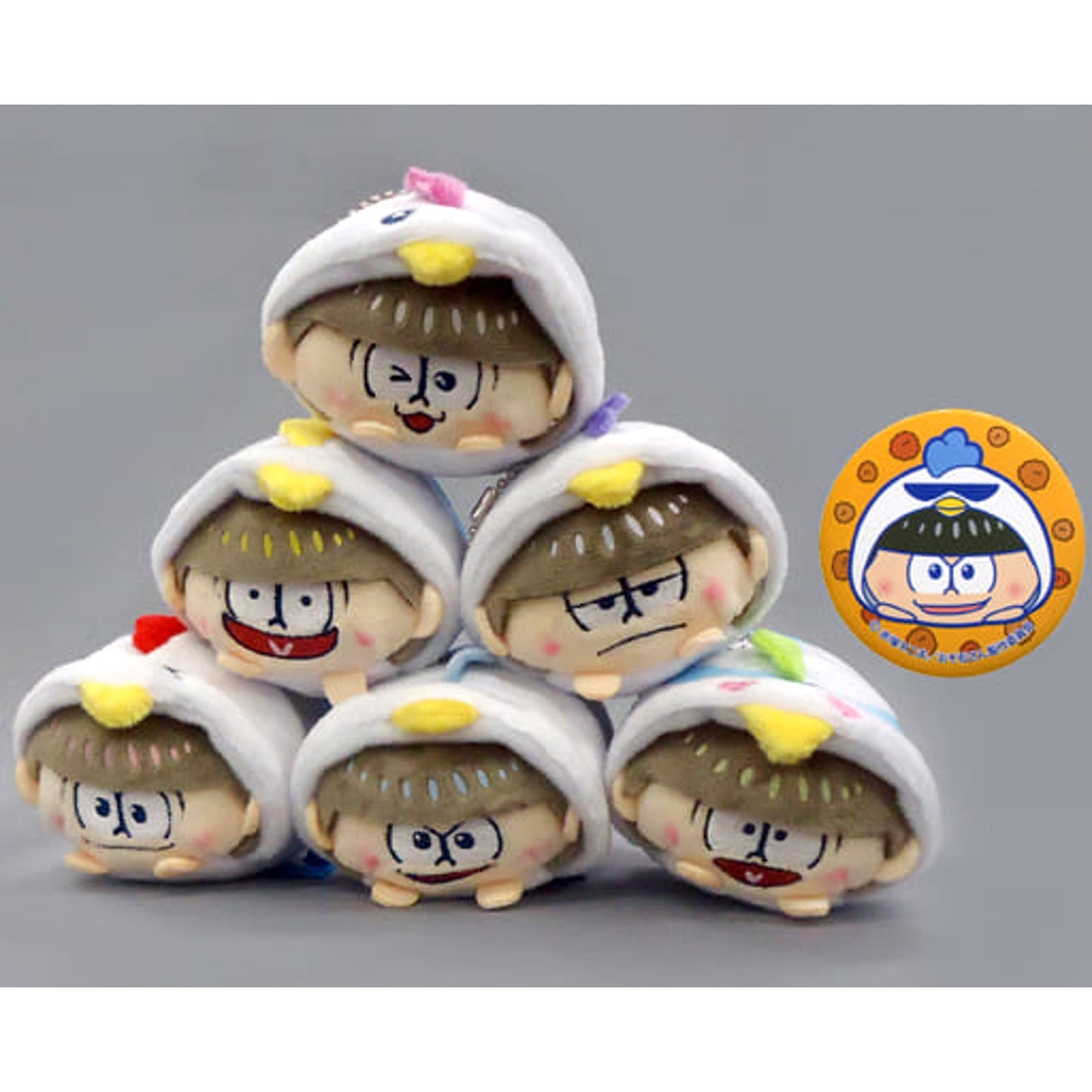 Mr. Osomatsu x Lawson Karamatsu Set Mochitto Mascot Karaage-Kun Ver. + Can Badge Box Loppi Limited Mascot [USED]