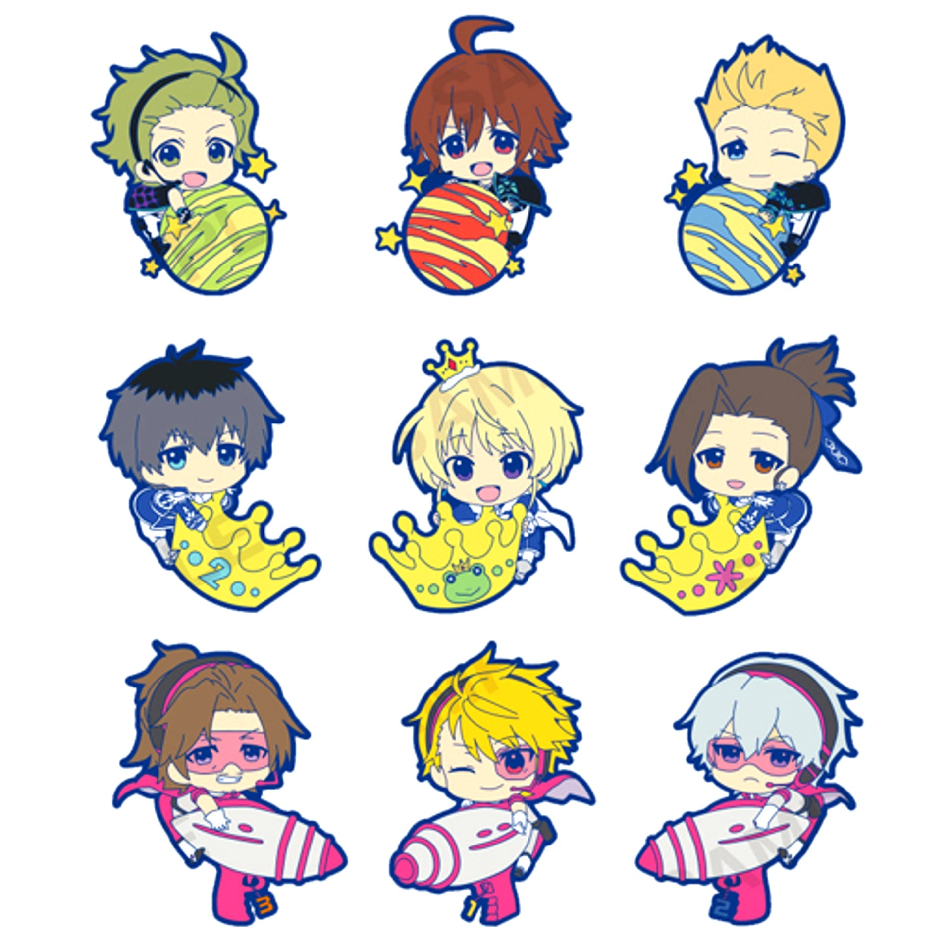 Set of 9 The Idolmaster SideM PitaColle Rubber Strap Ver.B [USED]