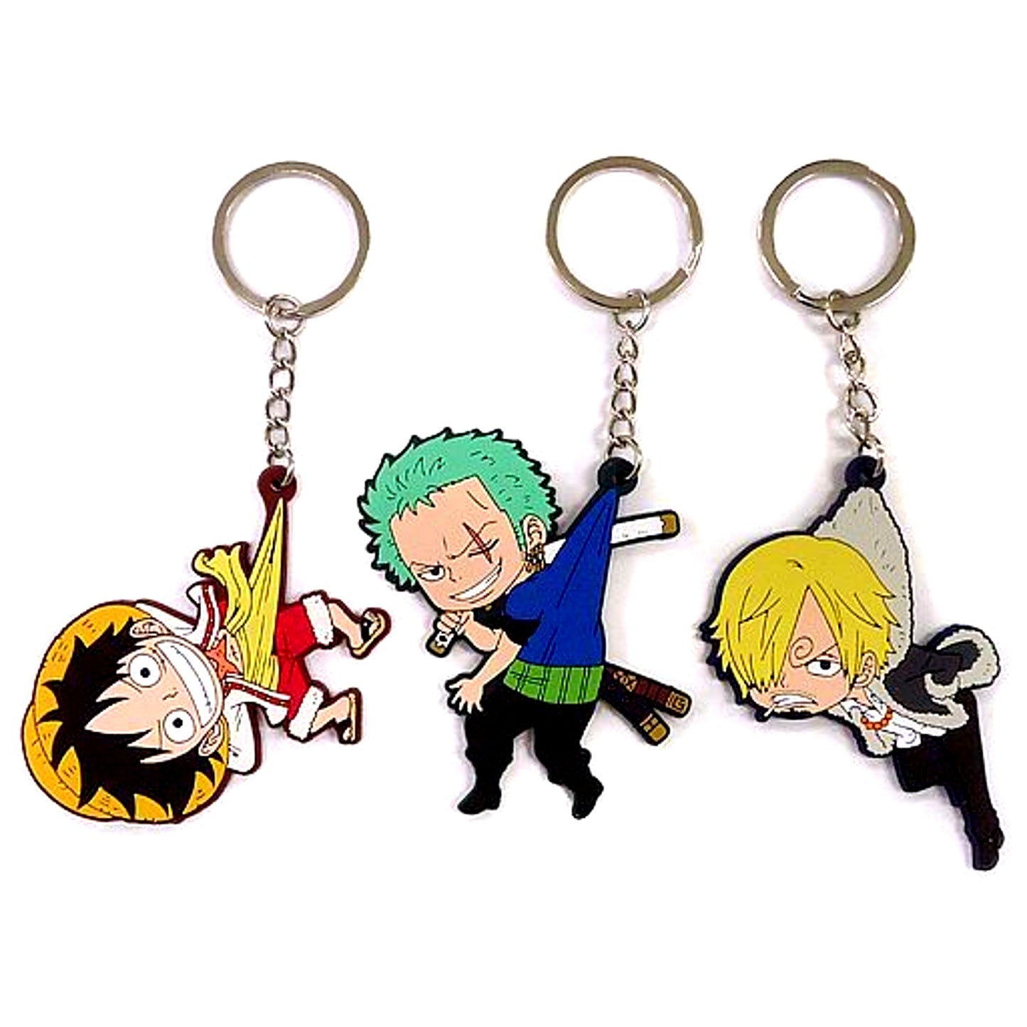 Set of 3 Monkey D. Luffy & Roronoa Zoro & Sanji One Piece Tsumamare Keychain Set Jump Festa 2018 Goods [USED]