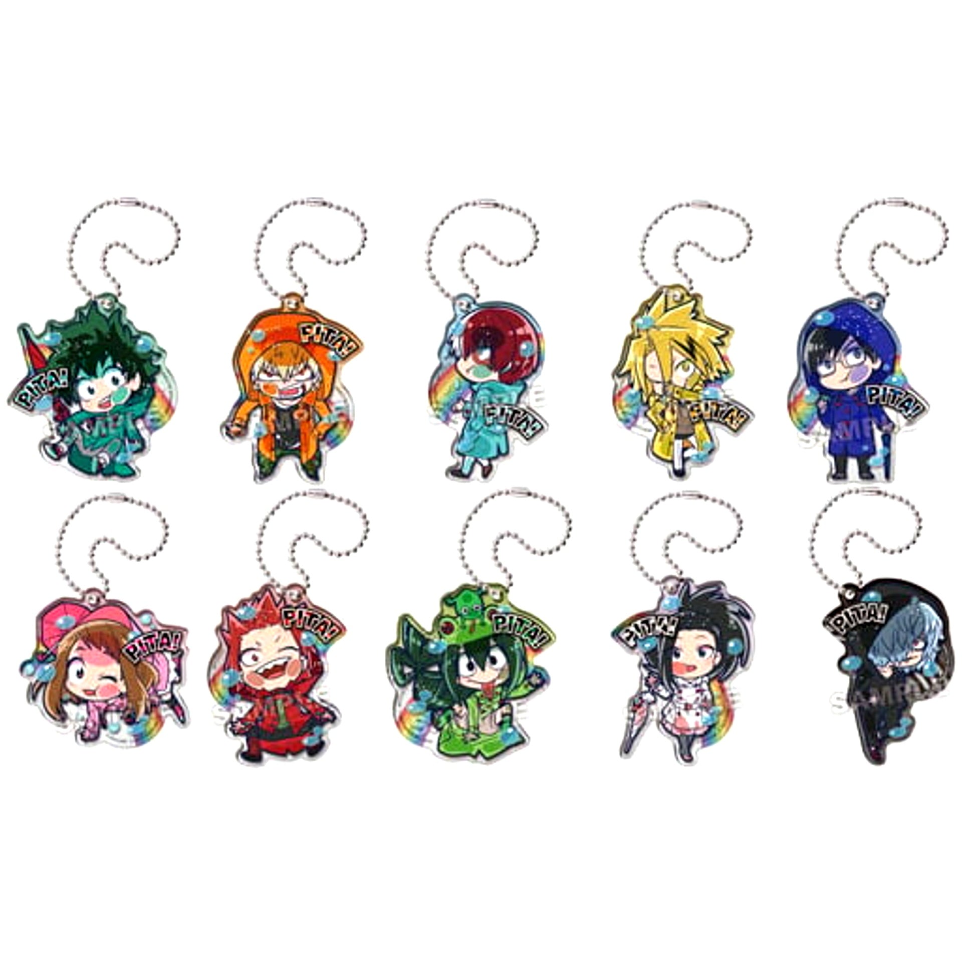 Set of 10 My Hero Academia Pita! Deforme Raincoat Acrylic Keyring [USED]