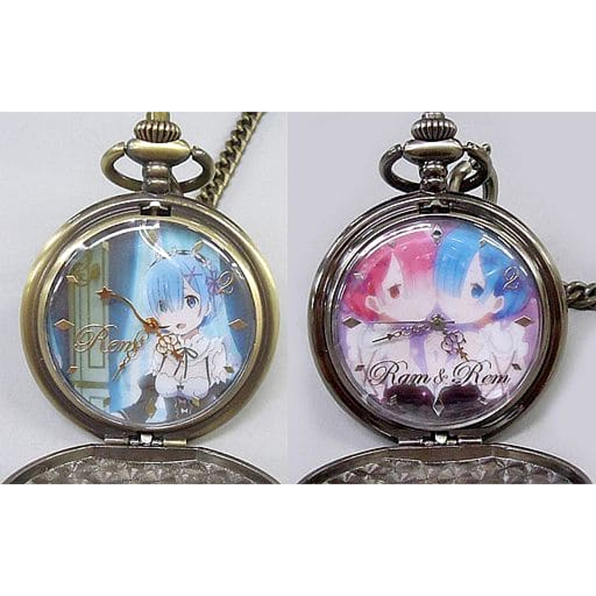 Re:Zero -Starting Life in Another World- Complete Set of 2 Pocket Watches Ram and Rem Birthday Memorial Ver. in 2018 [USED]