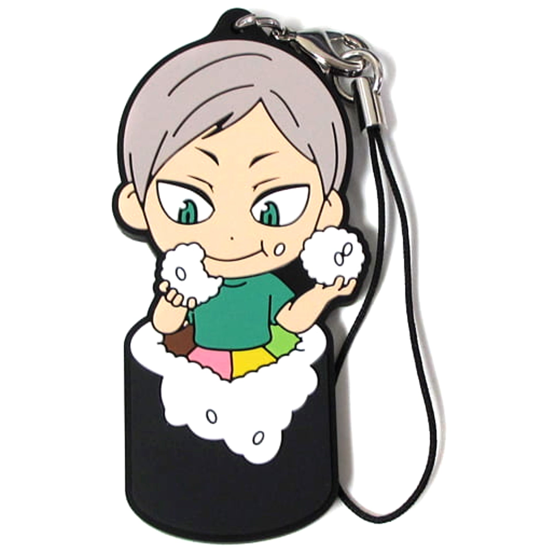 Haikyu!! Lev Haiba Ichiban Kuji Fuku o Maneke! Mame wa Orega Motte Iku! 1st Year Ehomaki Rubber Strap Kyunchara Illustrations Prize G Keychains [USED]