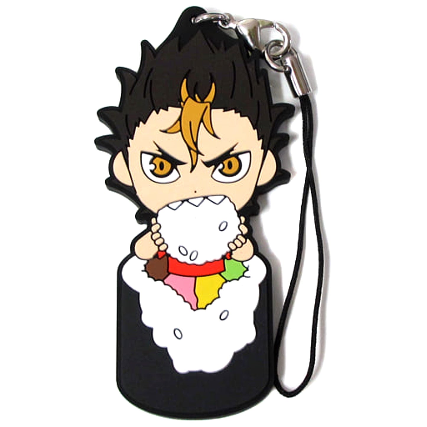 Haikyu!! Yu Nishinoya Ichiban Kuji Fuku o Maneke! Mame wa Orega Motte Iku! 2nd Year Ehomaki Rubber Strap Kyunchara Illustrations Prize H Keychains [USED]