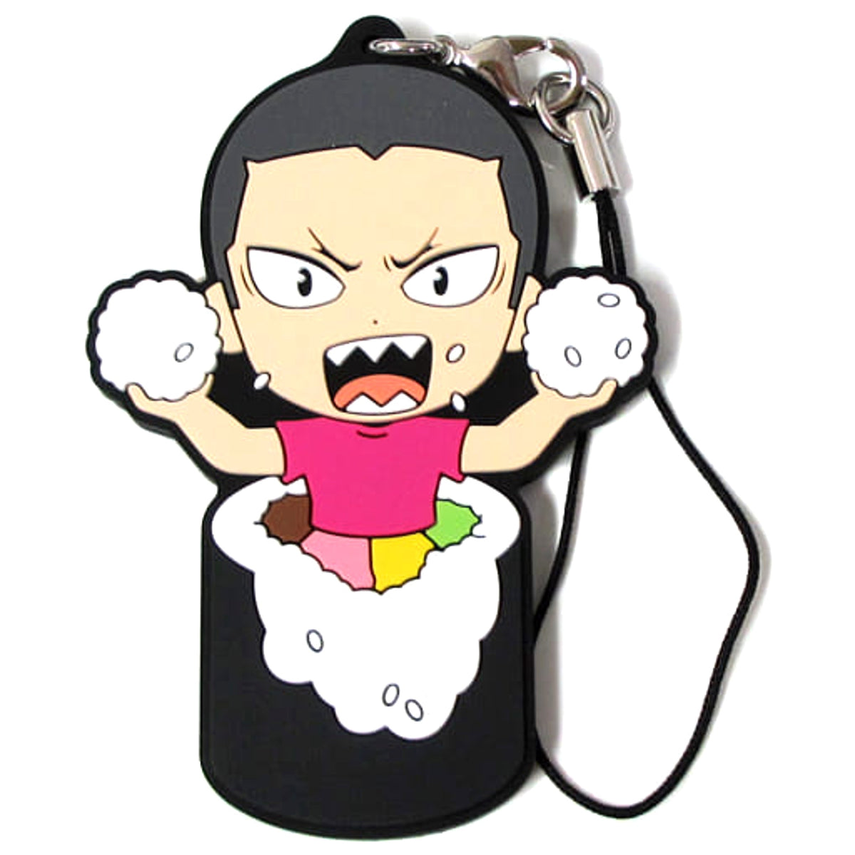 Haikyu!! Tanaka Ryunosuke Ichiban Kuji Fuku o Maneke! Mame wa Orega Motte Iku! 2nd Year Ehomaki Rubber Strap Kyunchara Illustrations Prize H Keychains [USED]