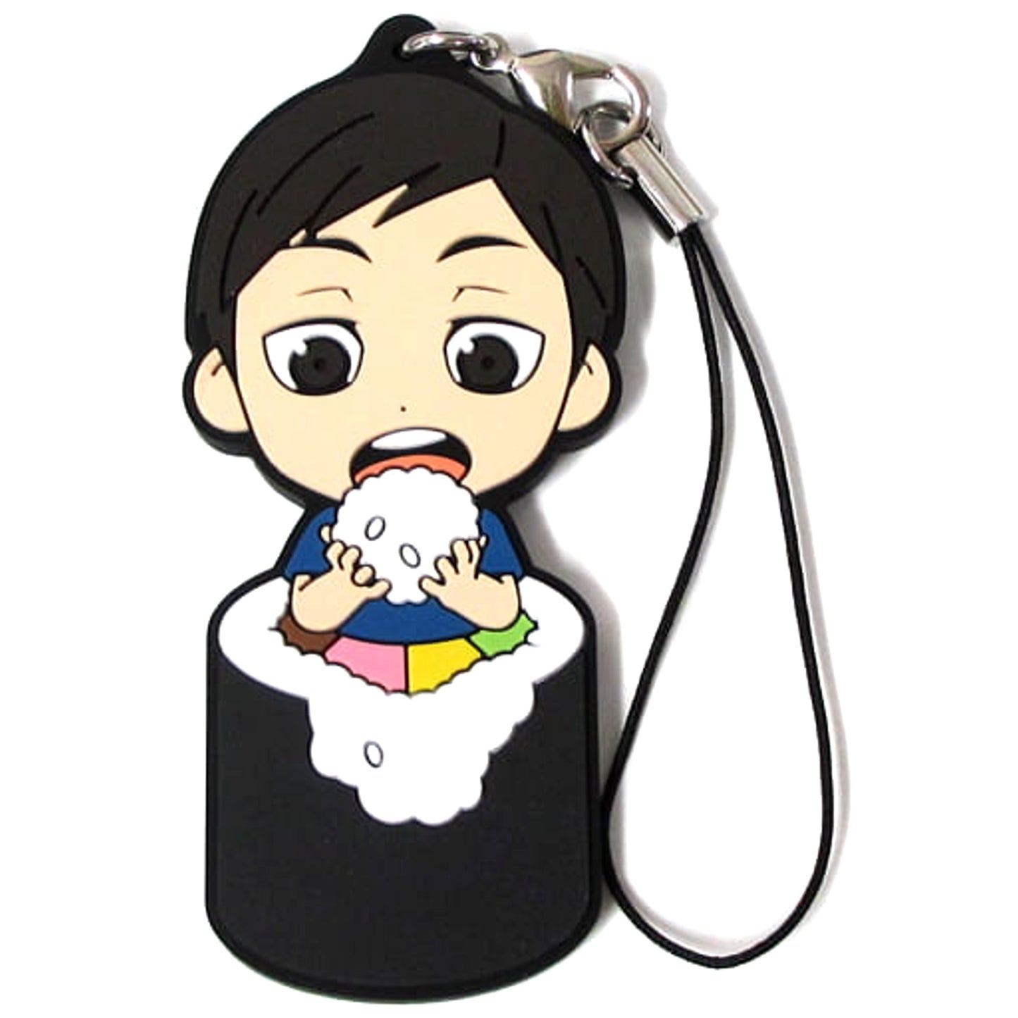 Haikyu!! Chikara Ennoshita Ichiban Kuji Fuku o Maneke! Mame wa Orega Motte Iku! 2nd Year Ehomaki Rubber Strap Kyunchara Illustrations Prize H Keychains [USED]