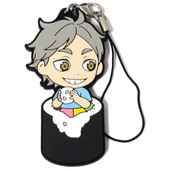 Haikyu!! Koushi Sugawara Ichiban Kuji Fuku o Maneke! Mame wa Orega Motte Iku! 3rd Year Ehomaki Rubber Strap Kyunchara Illustrations Prize I Keychains [USED]