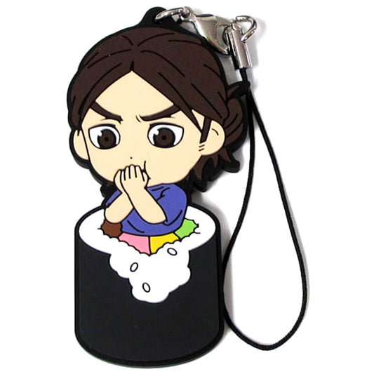 Haikyu!! Azumane Asahi Ichiban Kuji Fuku o Maneke! Mame wa Orega Motte Iku! 3rd Year Ehomaki Rubber Strap Kyunchara Illustrations Prize I Keychains [USED]