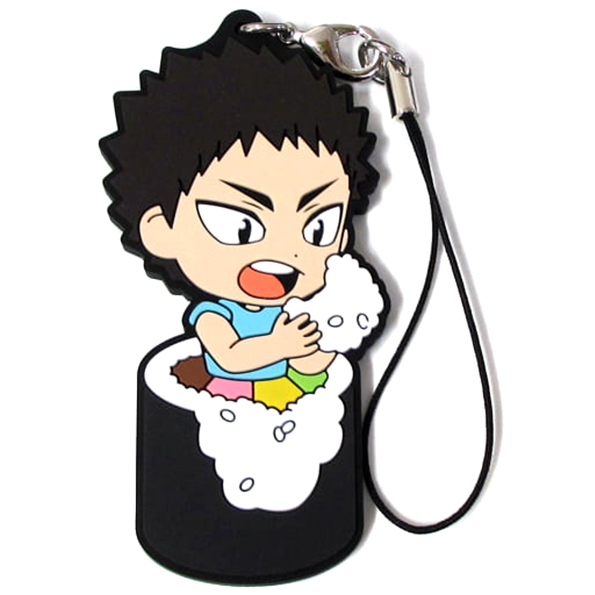 Haikyu!! Hajime Iwaizumi 3rd Year Ehomaki Rubber Strap Ichiban Kuji Fuku o Maneke! Mame wa Orega Motte Iku! Kyunchara Illustrations Prize I Keychains [USED]