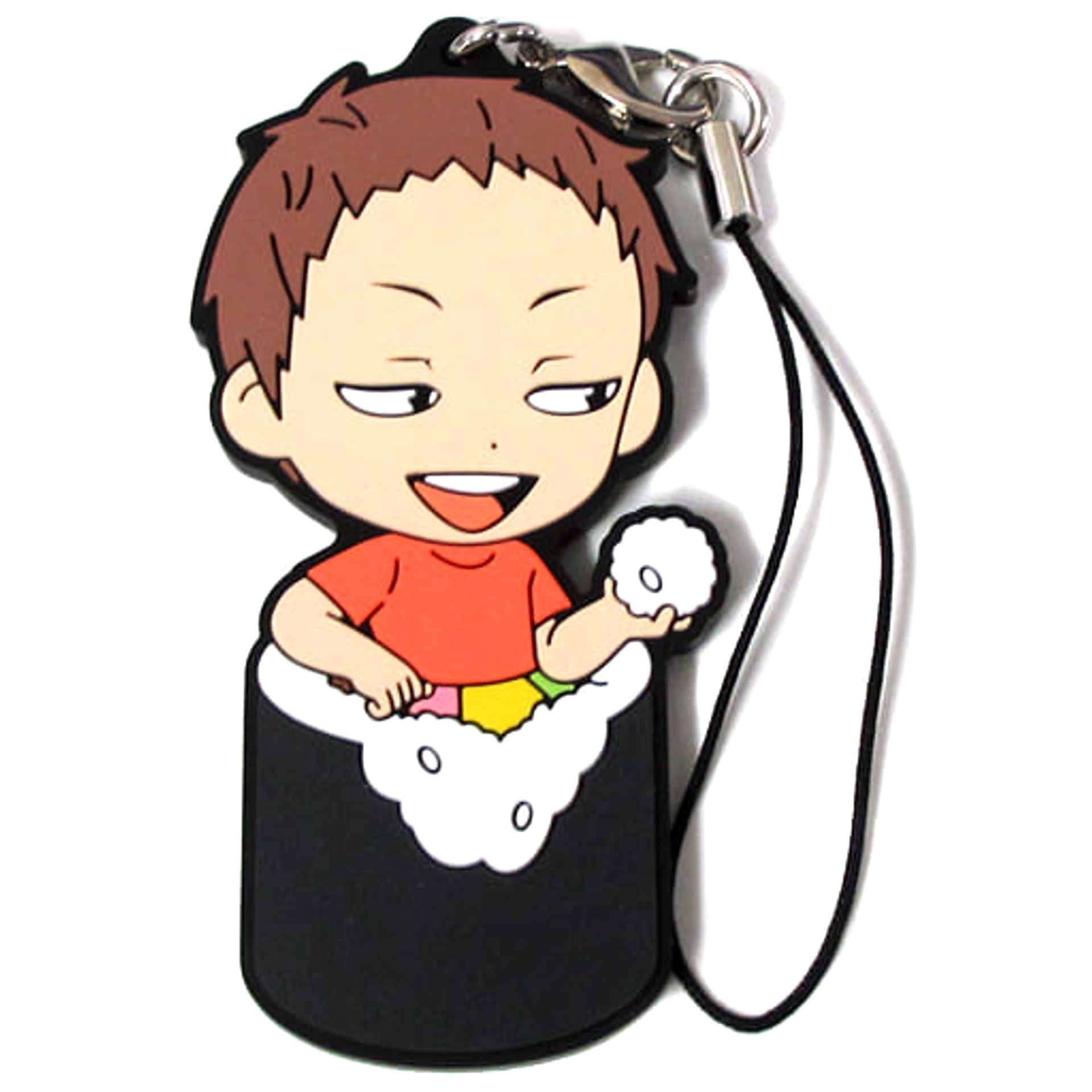 Haikyu!! Takahiro Hanamaki Ichiban Kuji Fuku o Maneke! Mame wa Orega Motte Iku! 3rd Year Ehomaki Rubber Strap Kyunchara Illustrations Prize I Keychains [USED]
